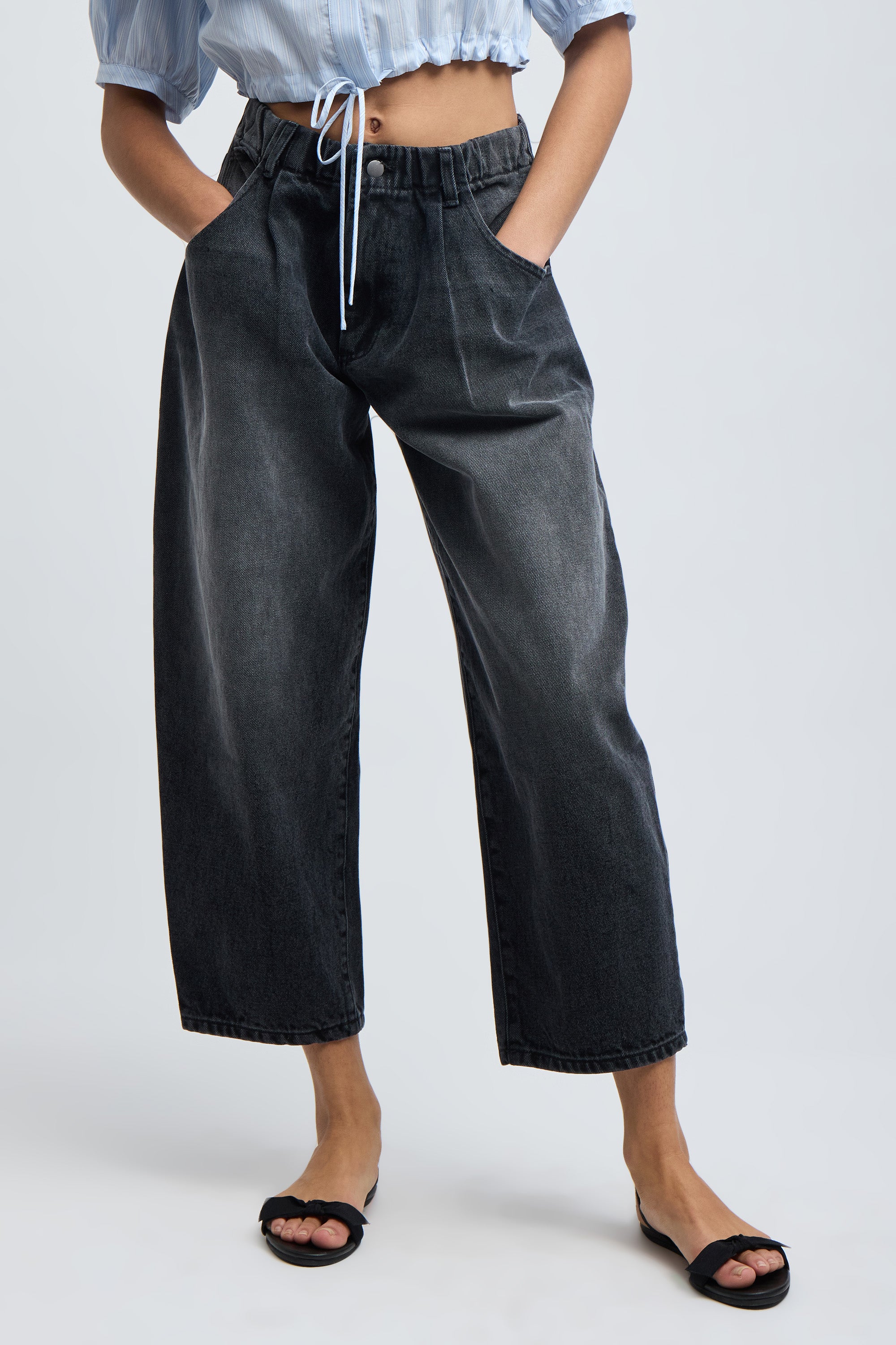 SILVERLAKE ELASTIC WAIST JEANS (WASHED CHARCOAL)