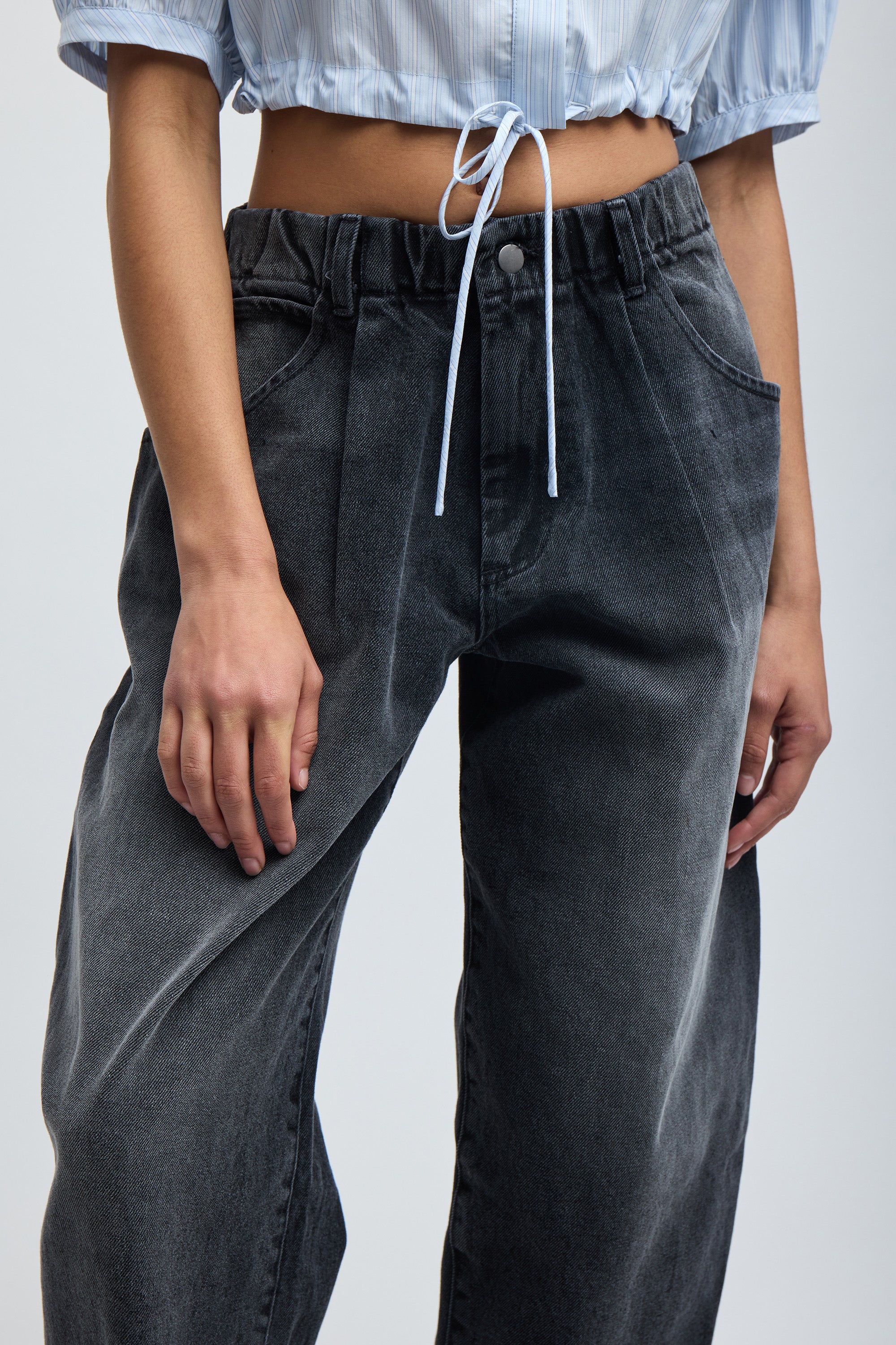 SILVERLAKE ELASTIC WAIST JEANS (WASHED CHARCOAL)