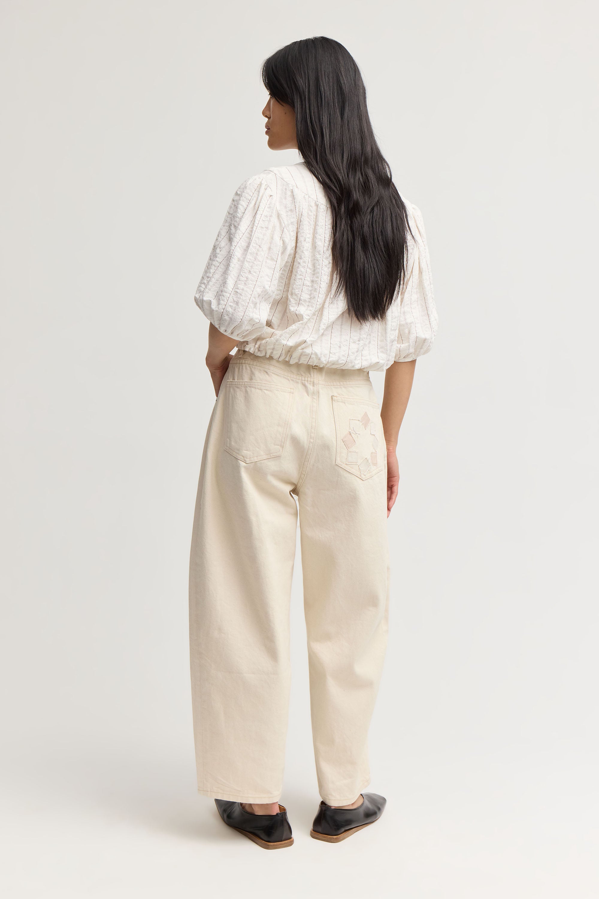 SILVERLAKE ELASTIC WAIST JEANS ECRU WASH