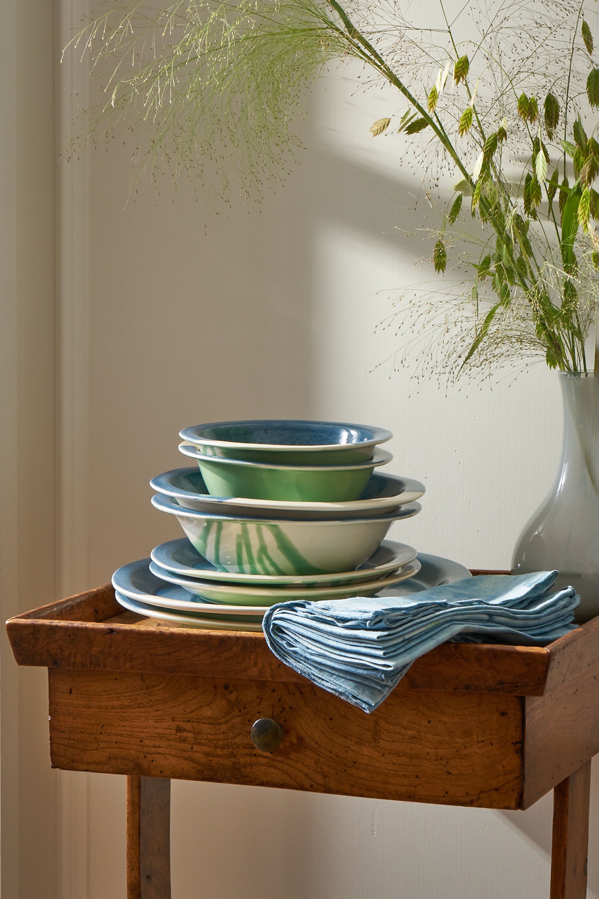 Anastasia’s Ashes Dinner Bowl with Green & Ink Overglaze
