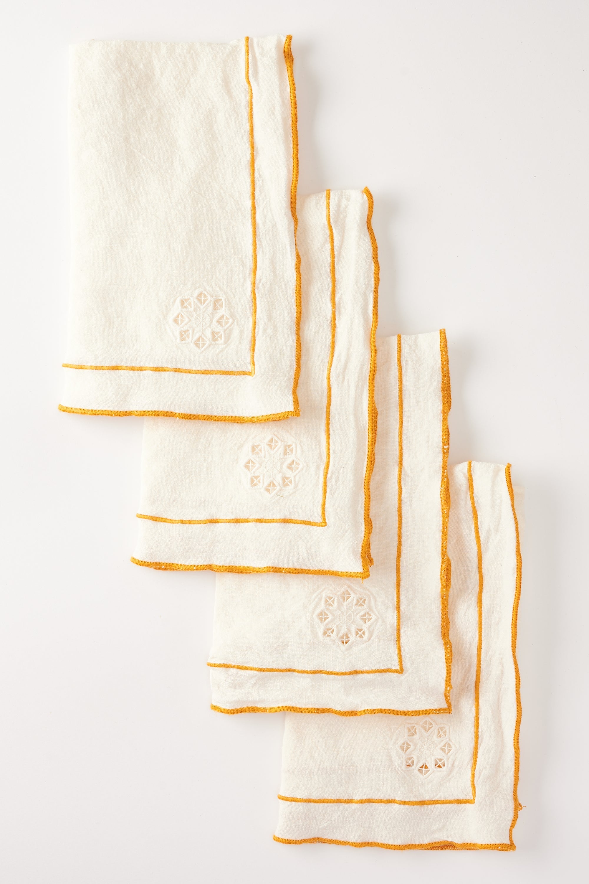 Day For Night Napkins Cream Base with Marigold
