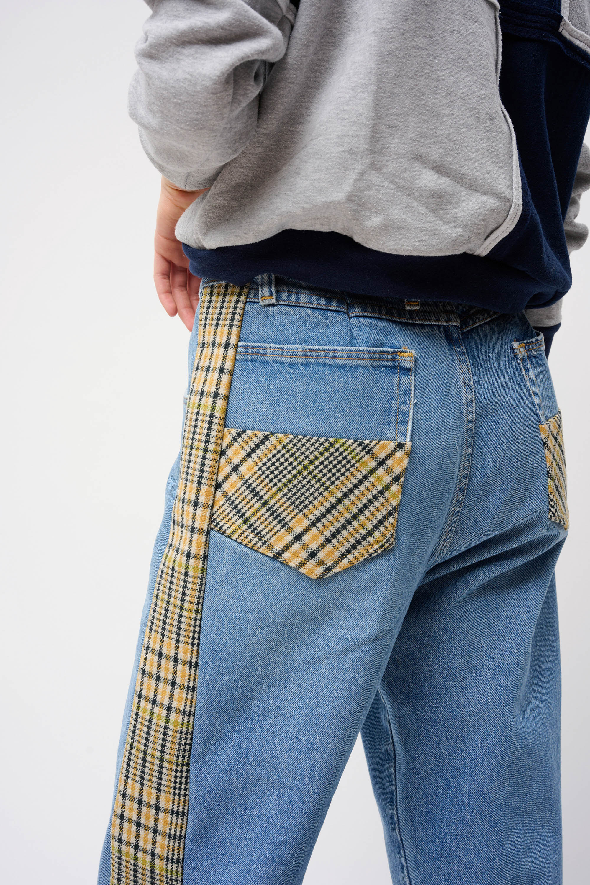 PANEL JEANS in Yellow Plaid