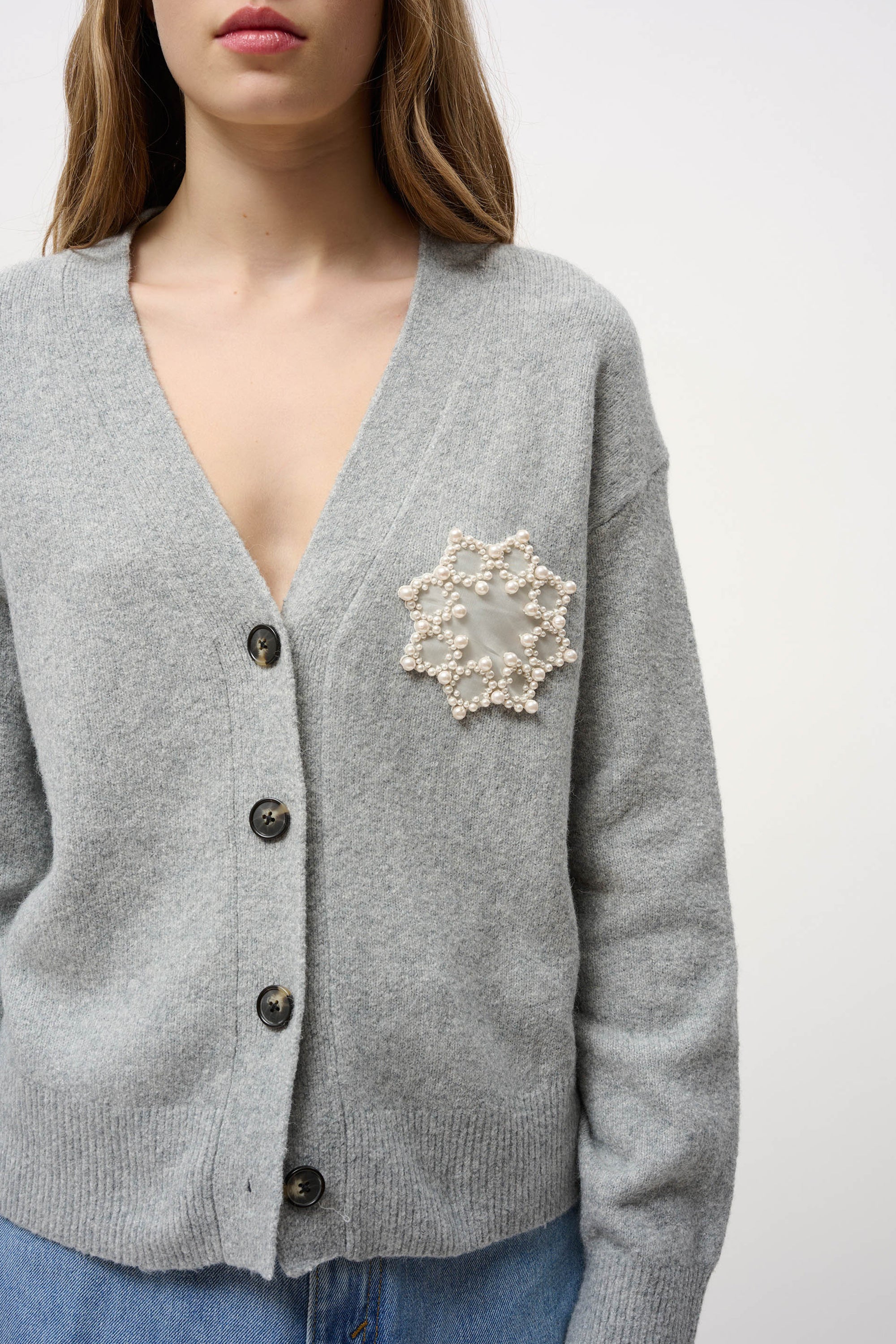 Snowflake Cardigan in Light Grey