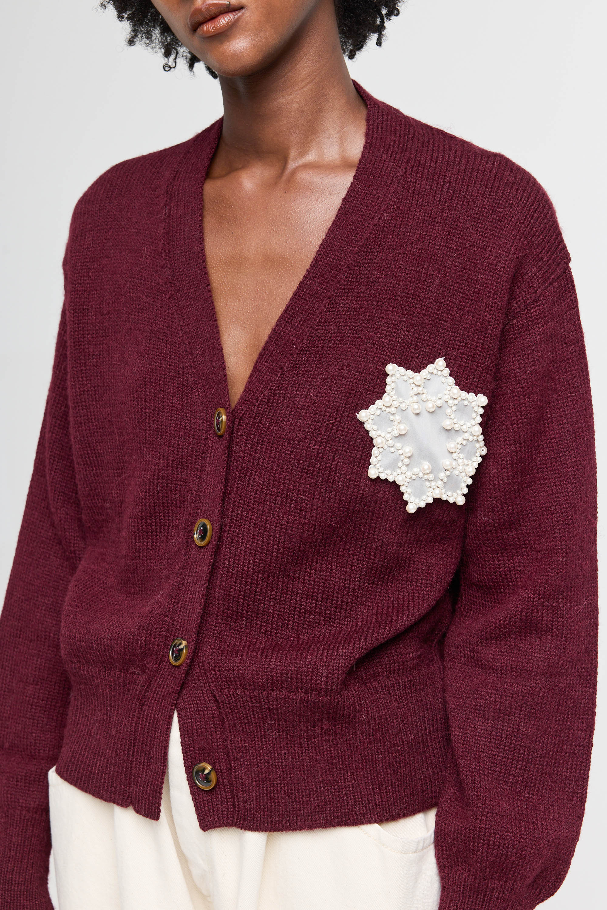 Snowflake Cardigan in Burgundy