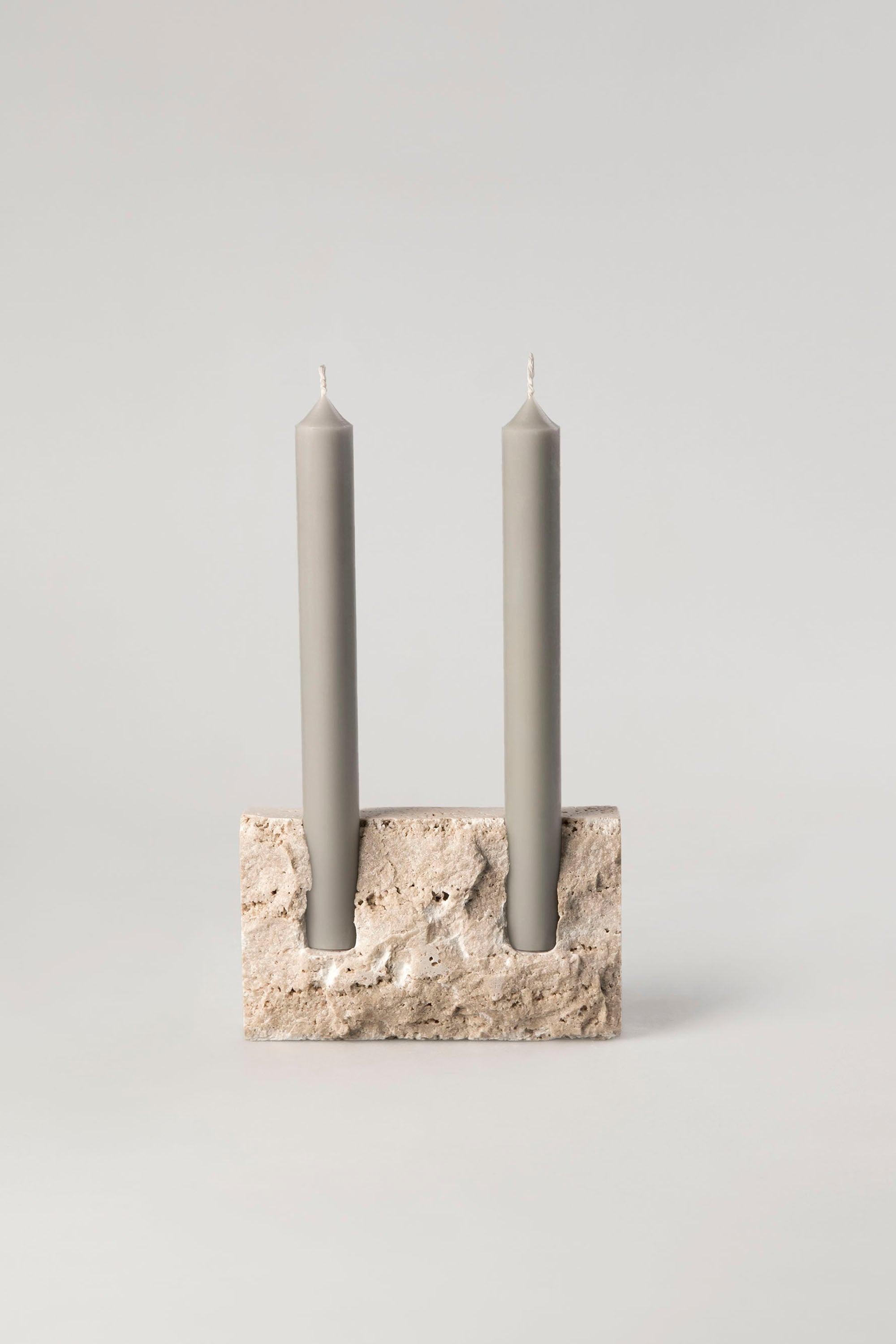 SANNA VÖLKER RAW TRAVERTINE SNUG CANDLE HOLDER