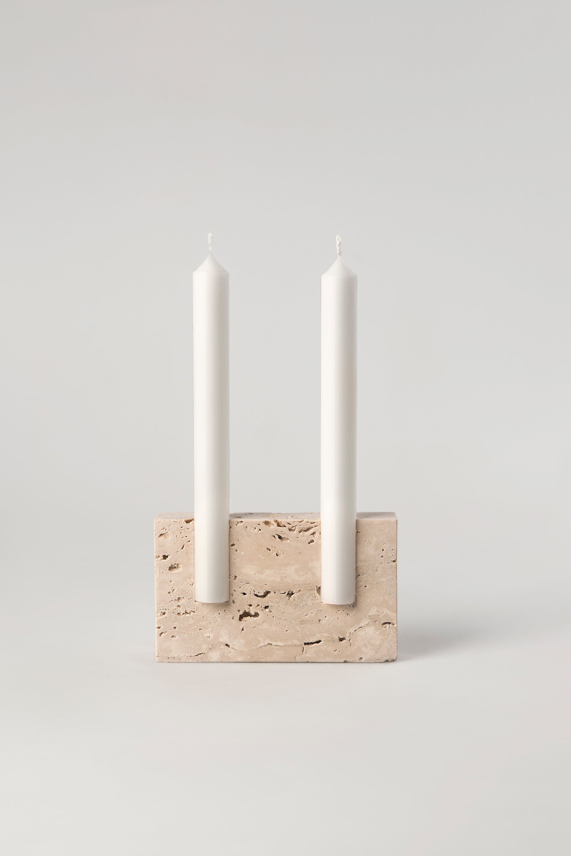SANNA VÖLKER SMOOTH TRAVERTINE SNUG CANDLE HOLDER