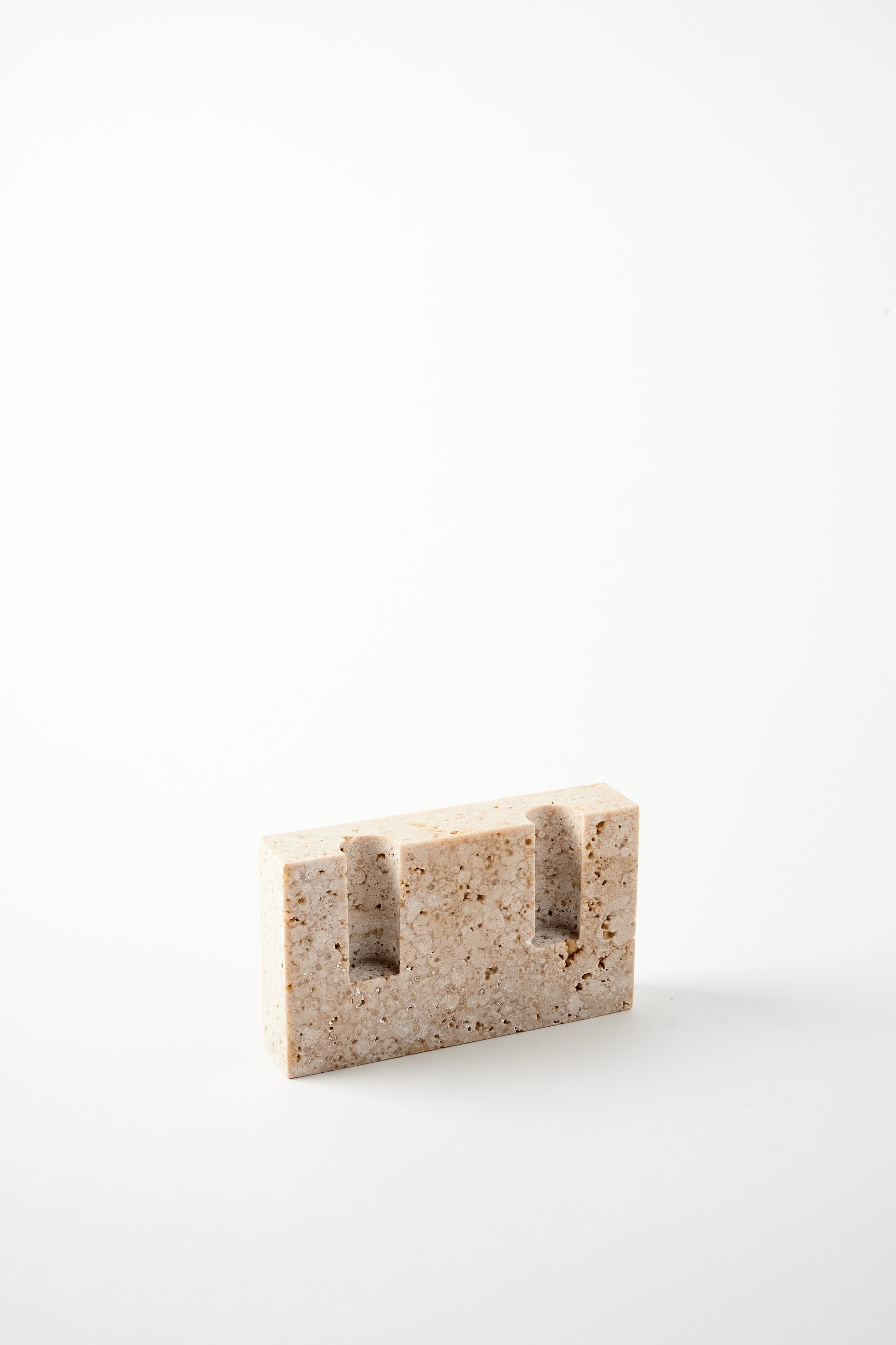 SANNA VÖLKER SMOOTH TRAVERTINE SNUG CANDLE HOLDER