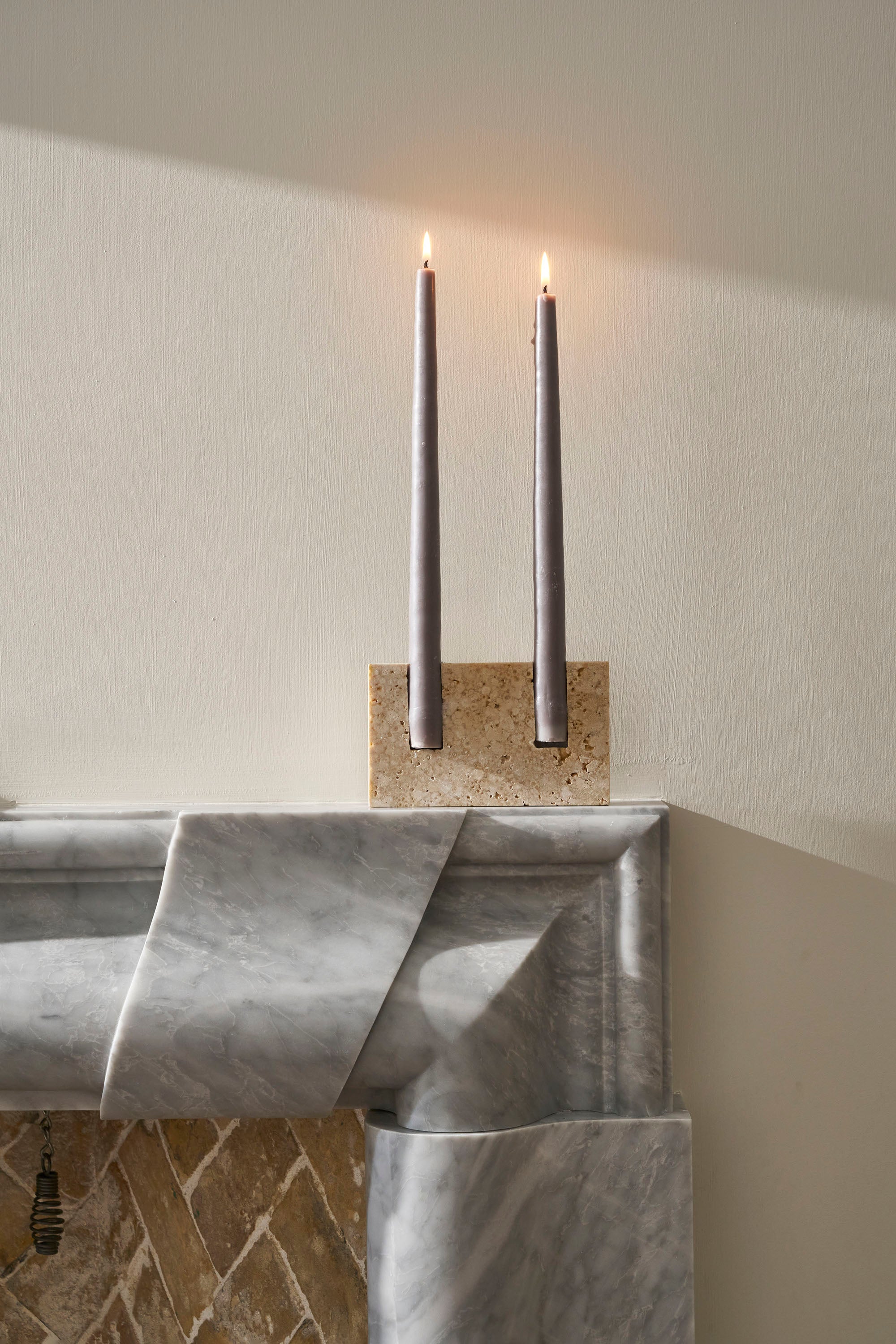 SANNA VÖLKER SMOOTH TRAVERTINE SNUG CANDLE HOLDER