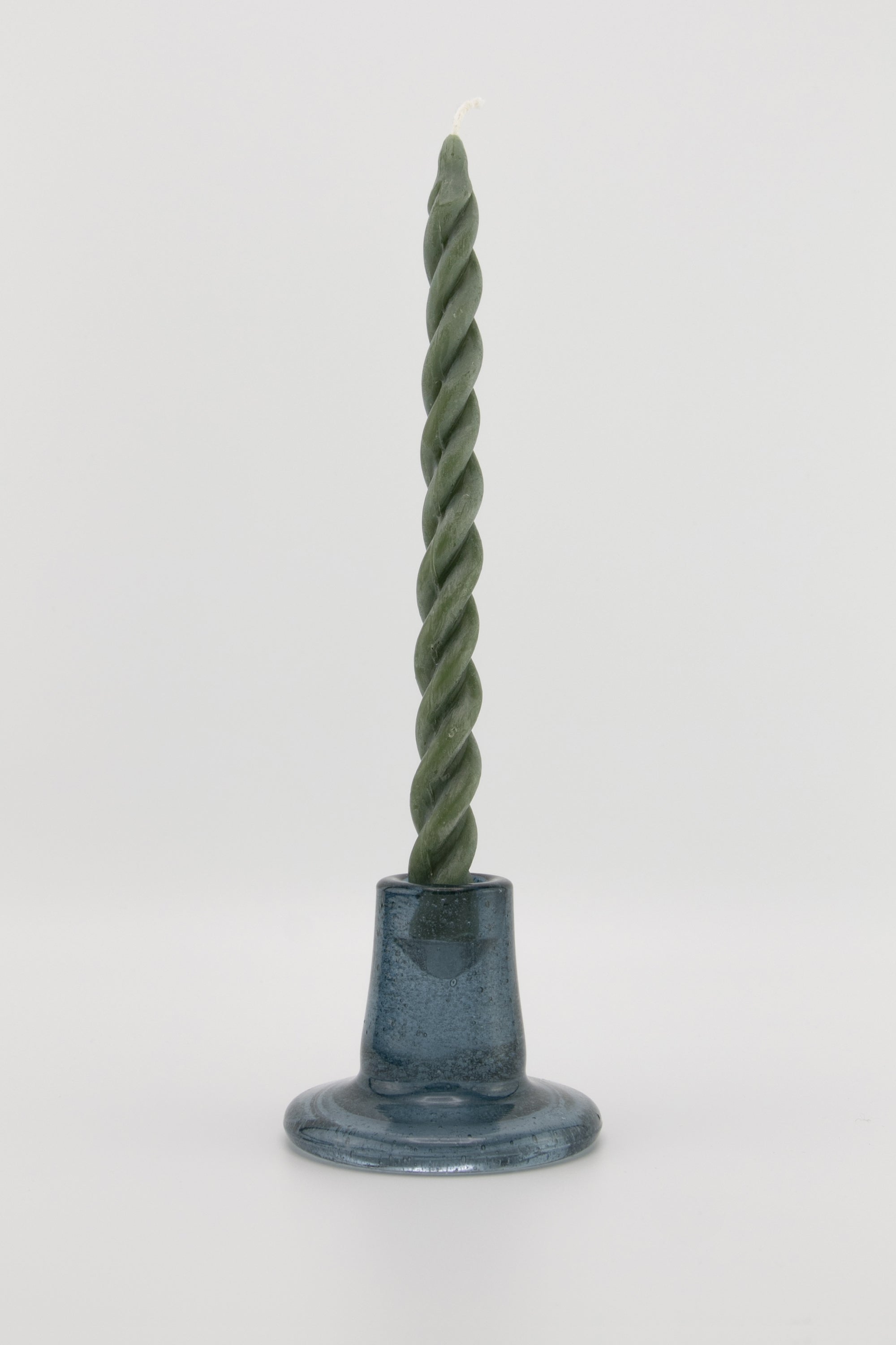 Recycled Glass Candleholder in Mineral Blue