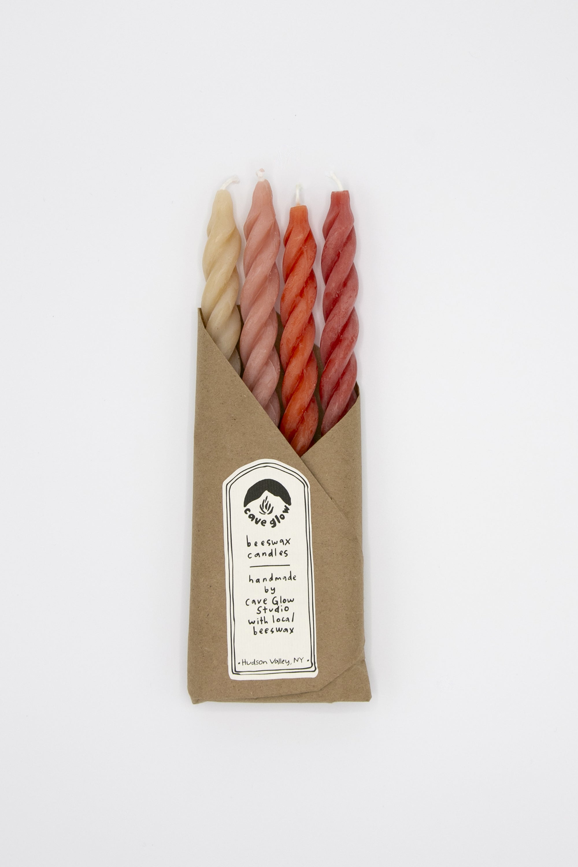 Cave Glow Beeswax Spiral Tapers set of 4 in Gathering