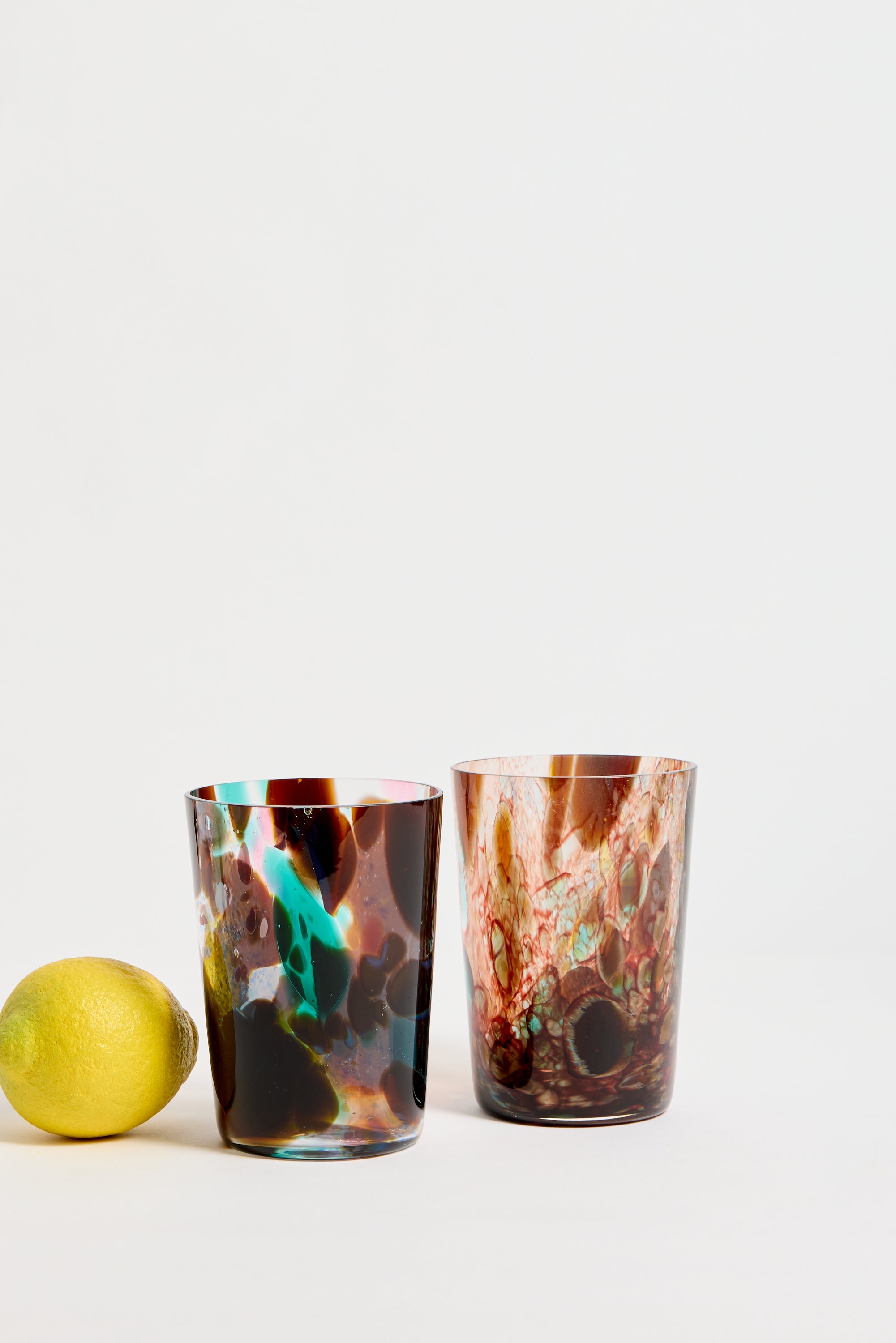 Spanish Hand-blown Crystal Glasses set of 2 in Tortuga Crema