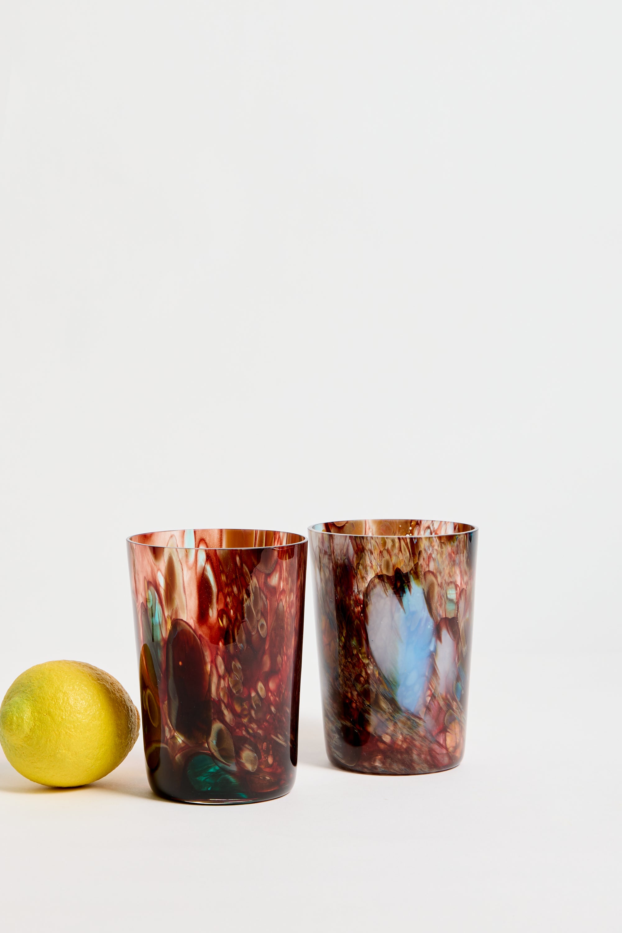 Spanish Hand-blown Crystal Glasses set of 2 in Tortuga Crema