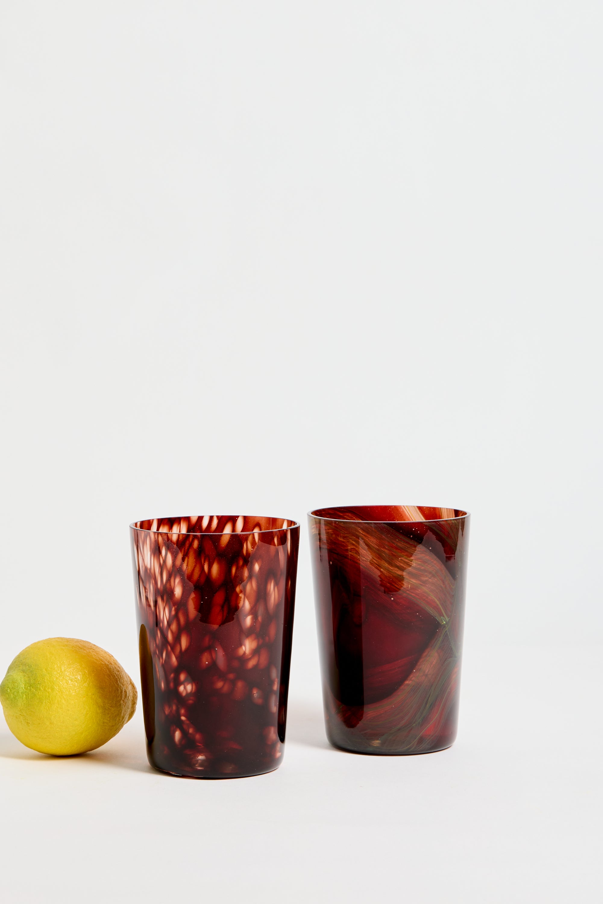 Spanish Hand-blown Crystal Glasses set of 2 in Tortuga Crema