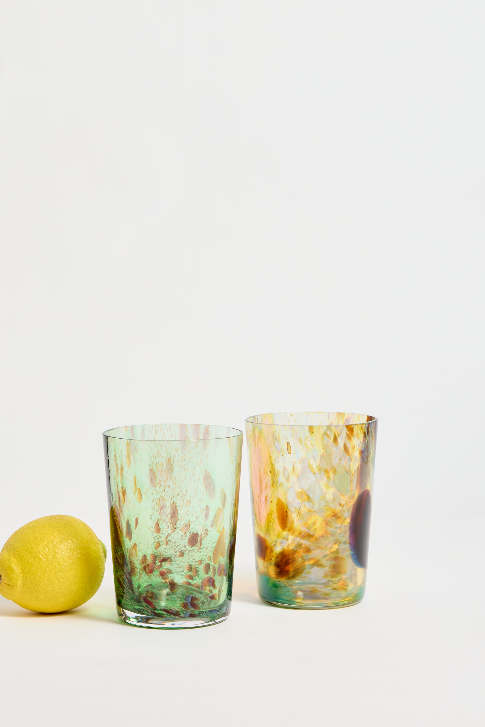 Spanish Hand-blown Crystal Glasses set of 2 in Marron Aqua