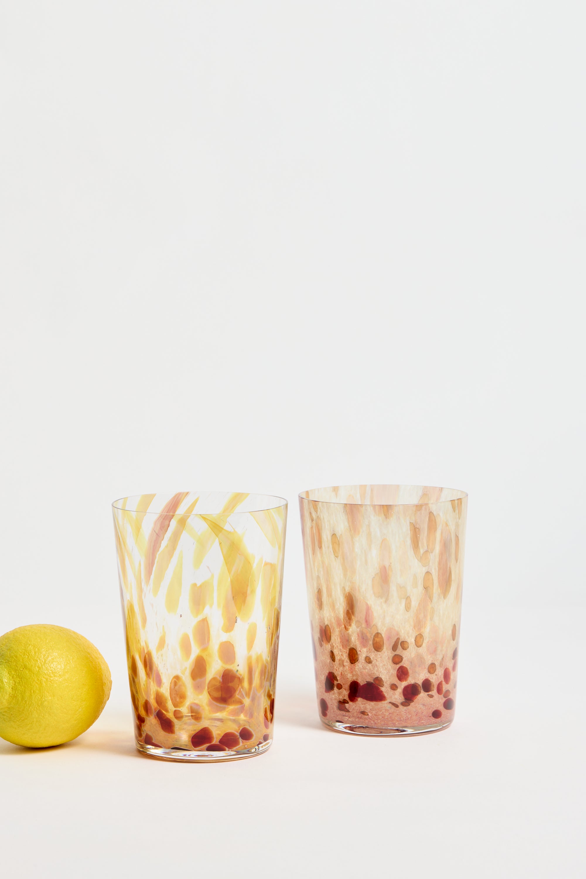 Spanish Hand-blown Crystal Glasses set of 2 in Cheetah