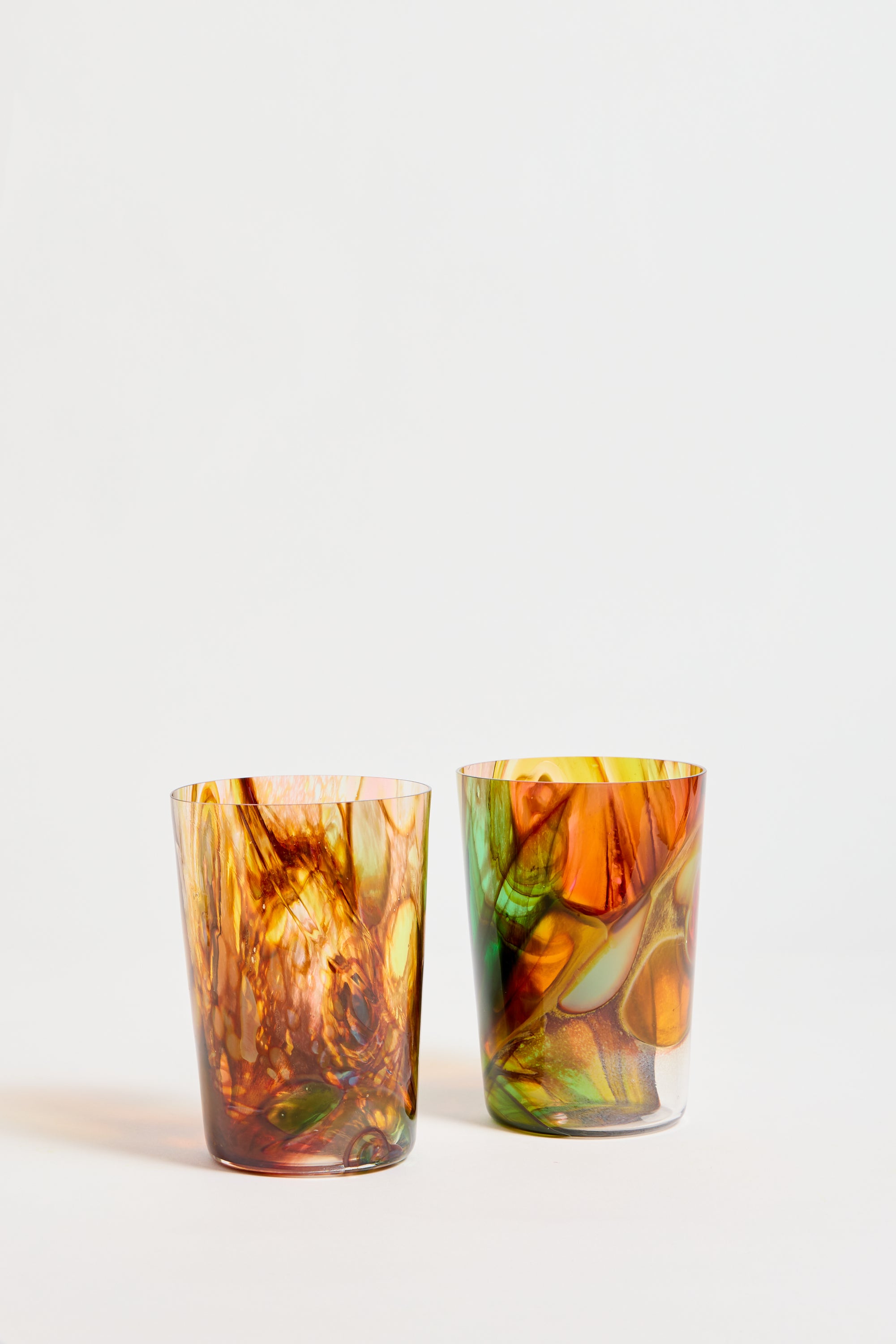 Spanish Hand-blown Crystal Glasses set of 2 in Multi Swirl