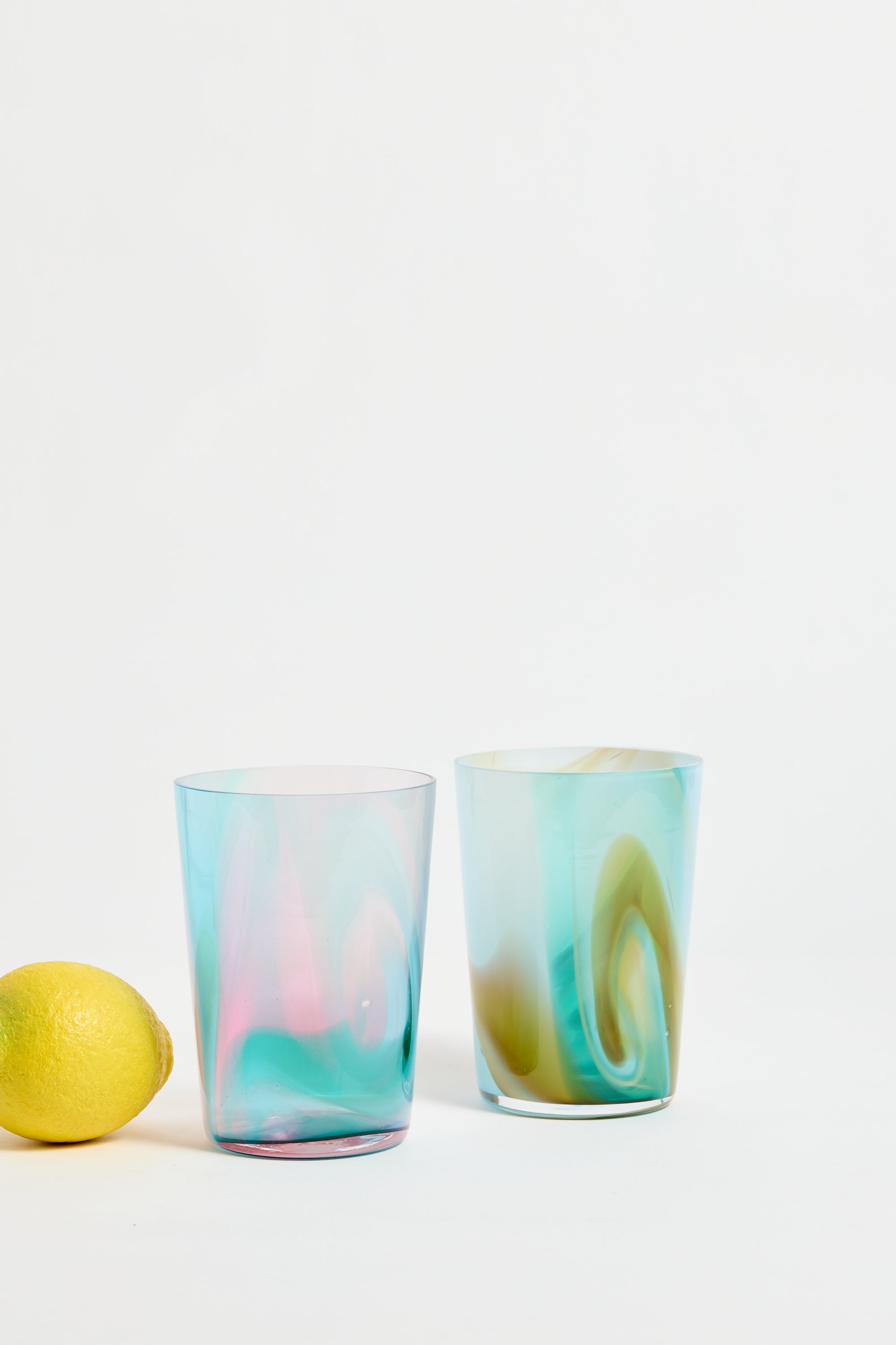Spanish Hand-blown Crystal Glasses set of 2 in Primavera Blue