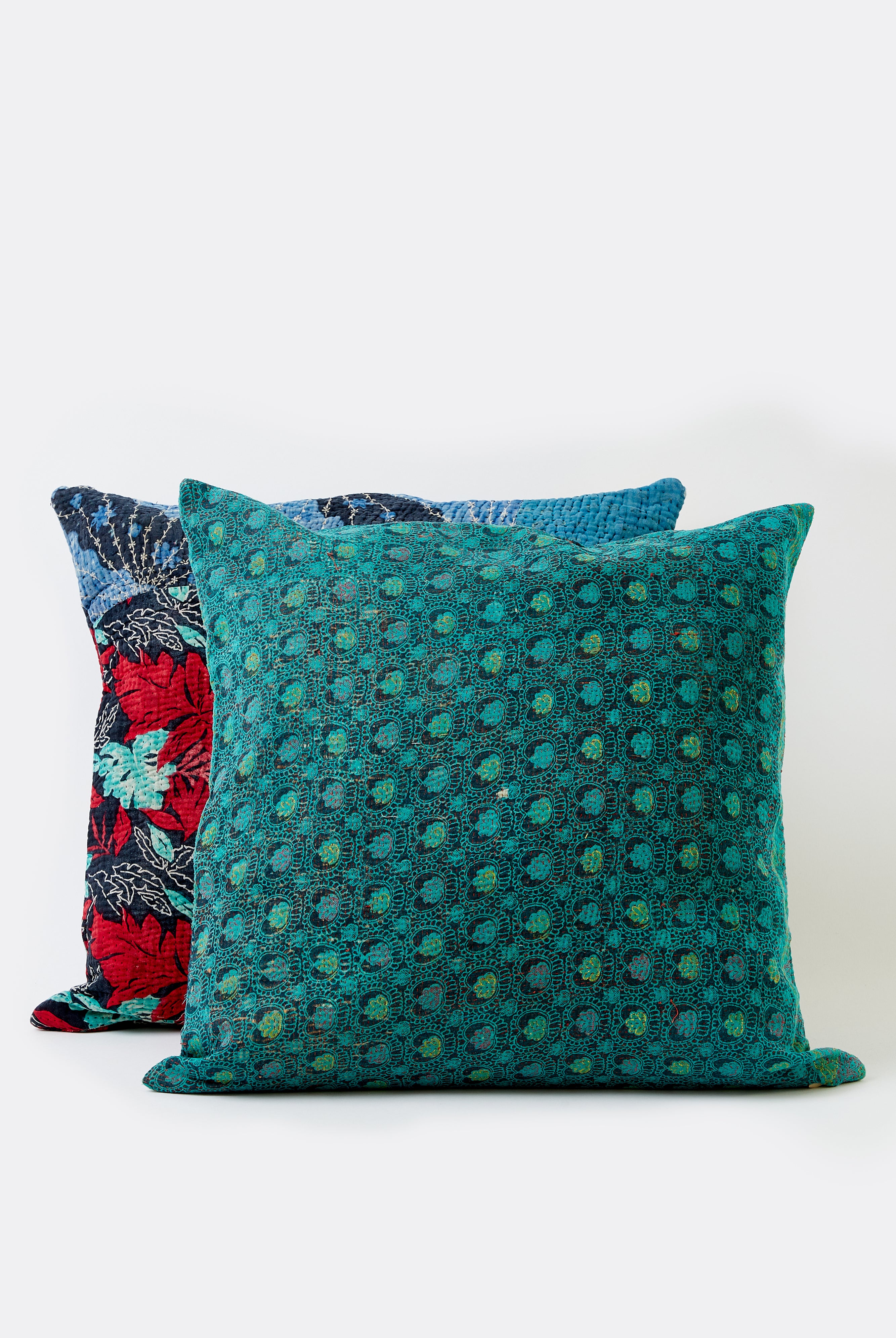 AUNTIE OTI UPCYCLED KANTHA  PILLOW CASES, SET OF 2