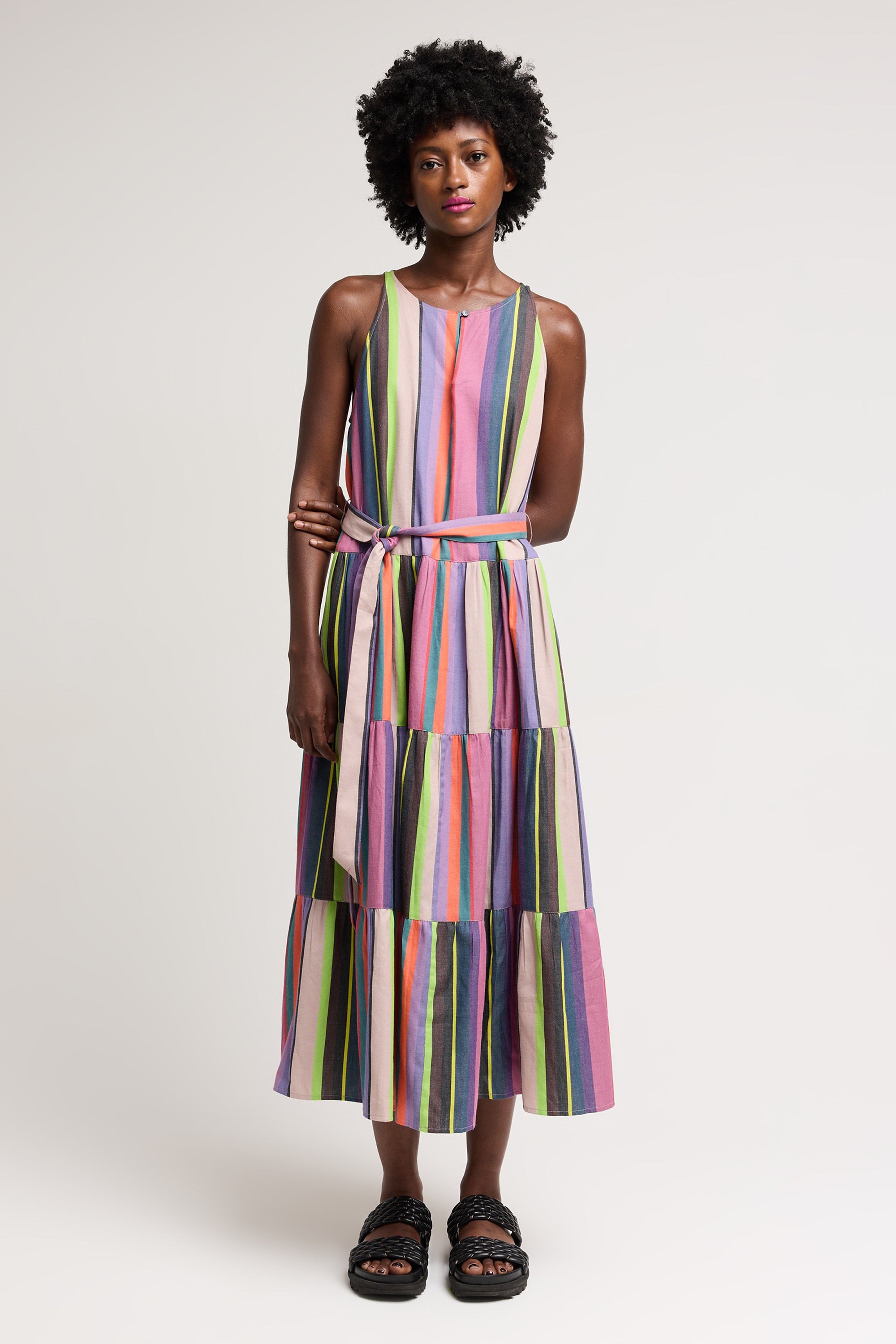 Indio Rose Dress in Bright Stripe