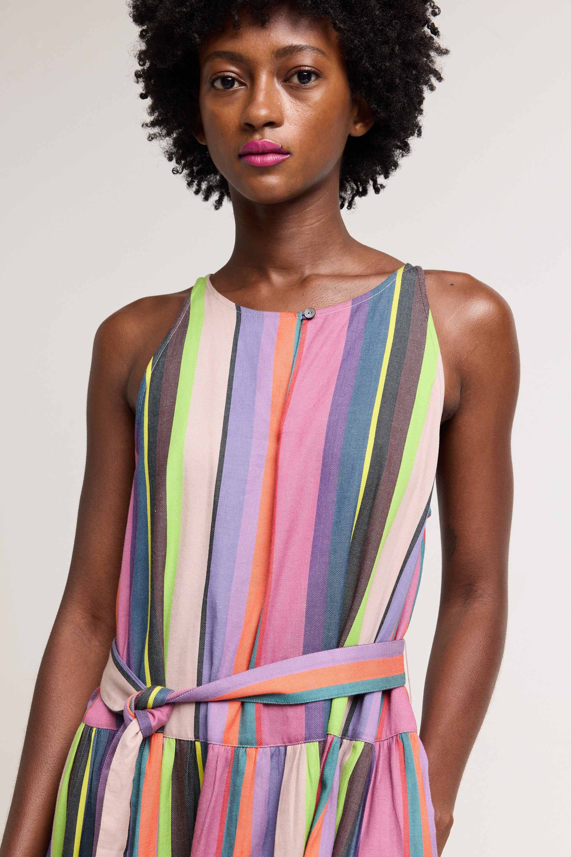 Indio Rose Dress in Bright Stripe