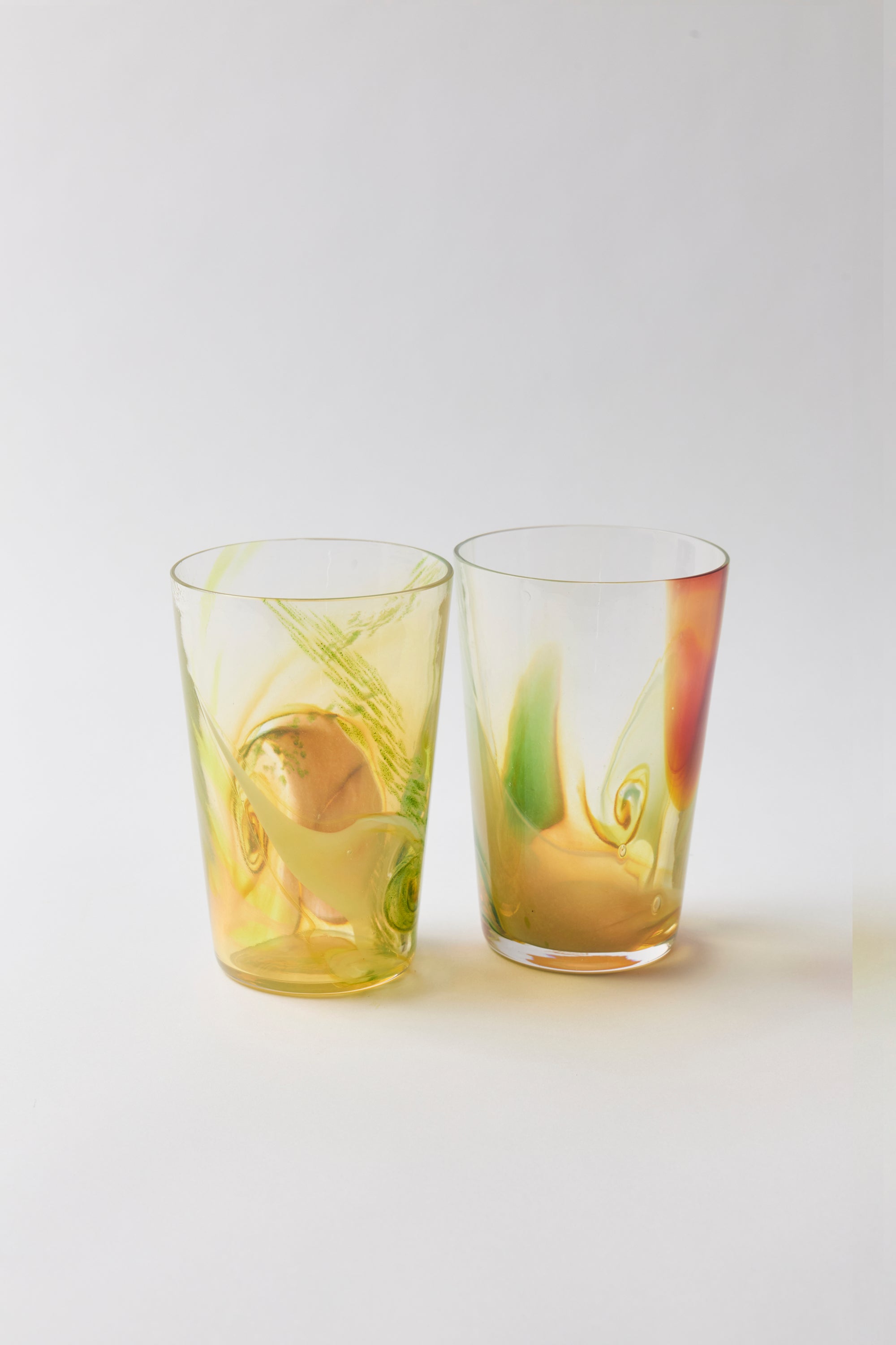 Spanish Hand-blown Crystal Glasses set of 2 in Green