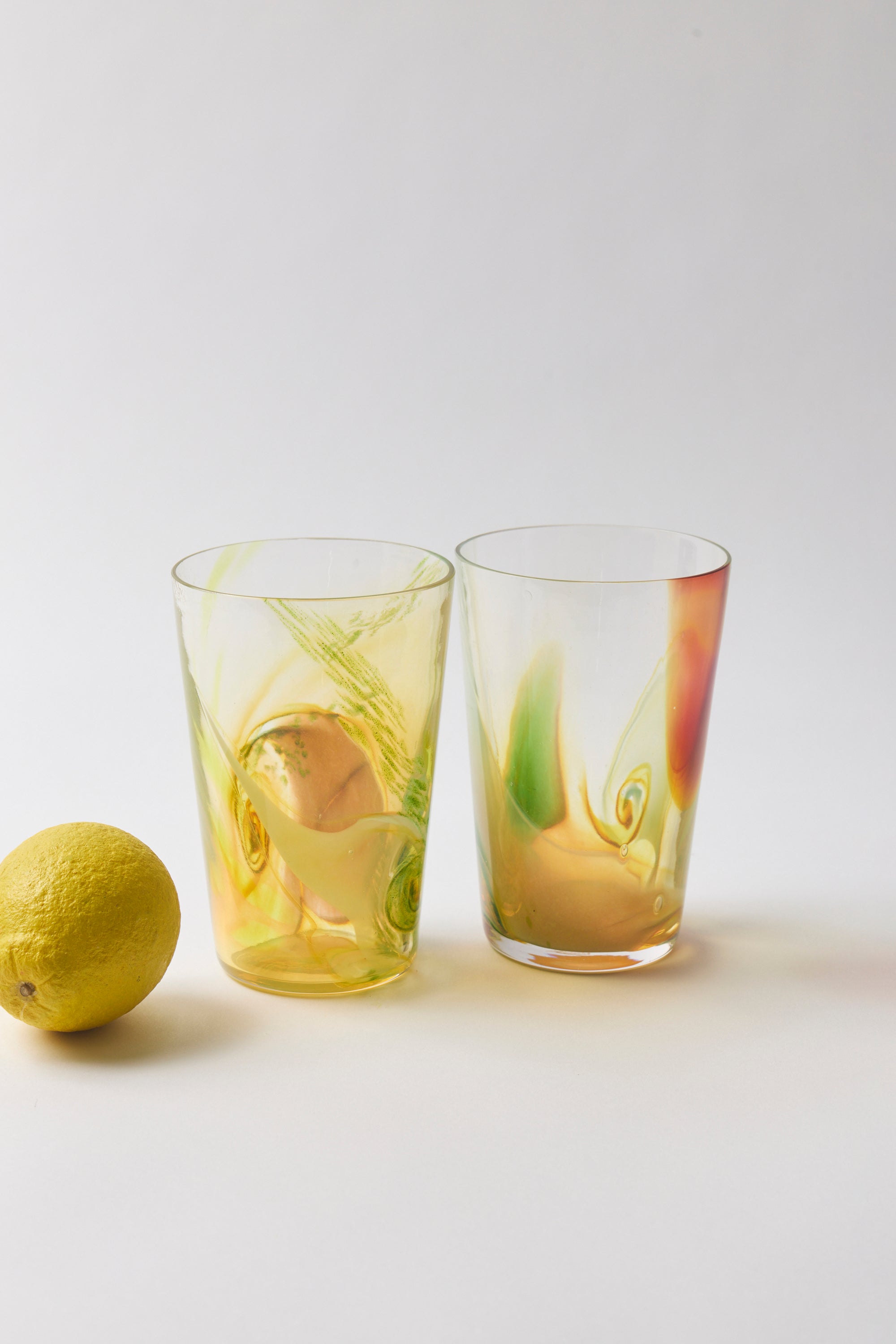 Spanish Hand-blown Crystal Glasses set of 2 in Green