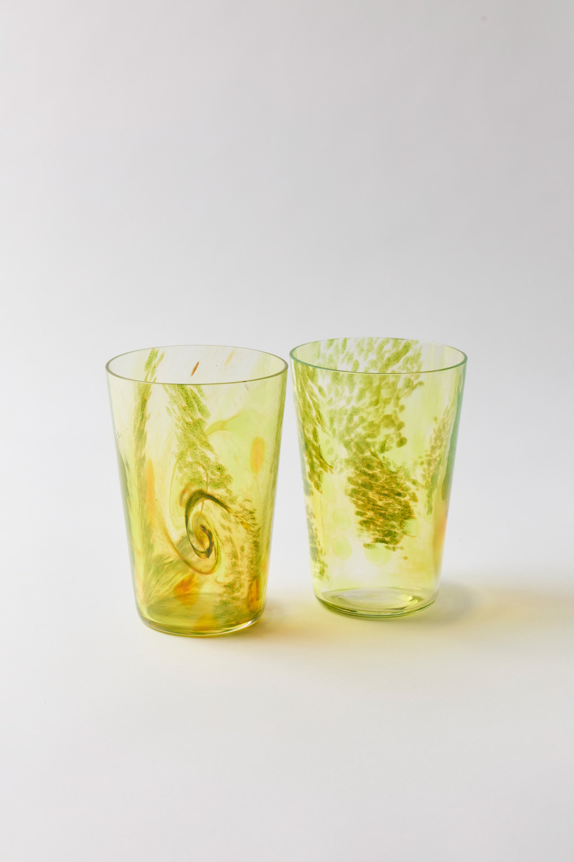 Spanish Hand-blown Crystal Glasses set of 2 in Green