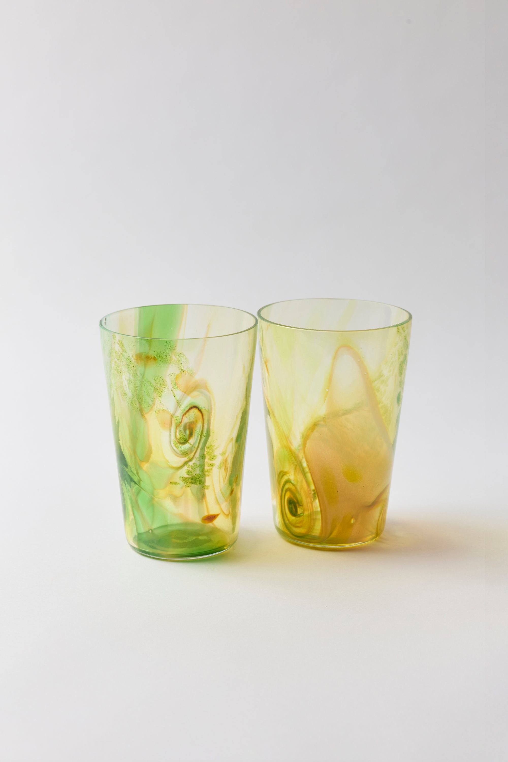 Spanish Hand-blown Crystal Glasses set of 2 in Green