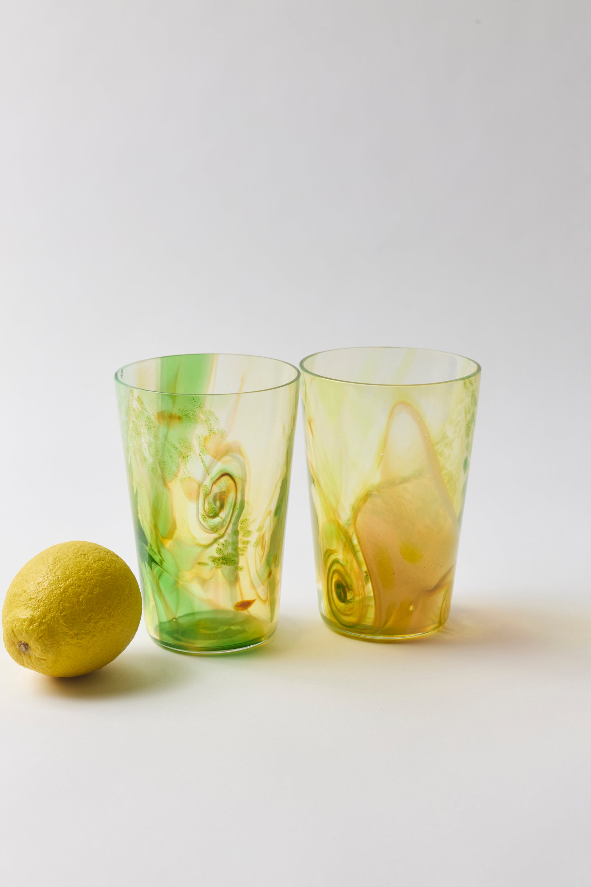 Spanish Hand-blown Crystal Glasses set of 2 in Green