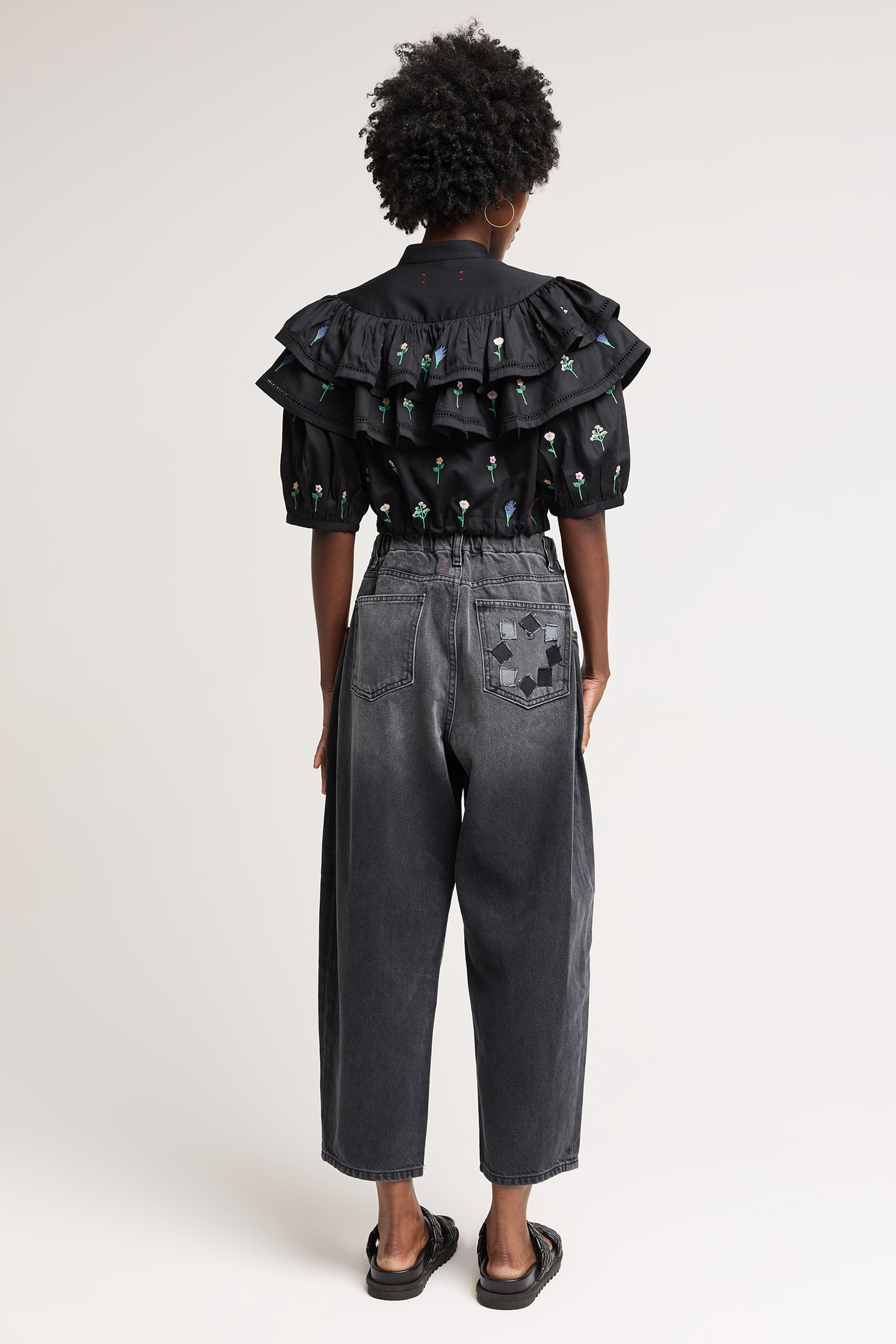 Prudence Ruffle Top in Floral Embroidery