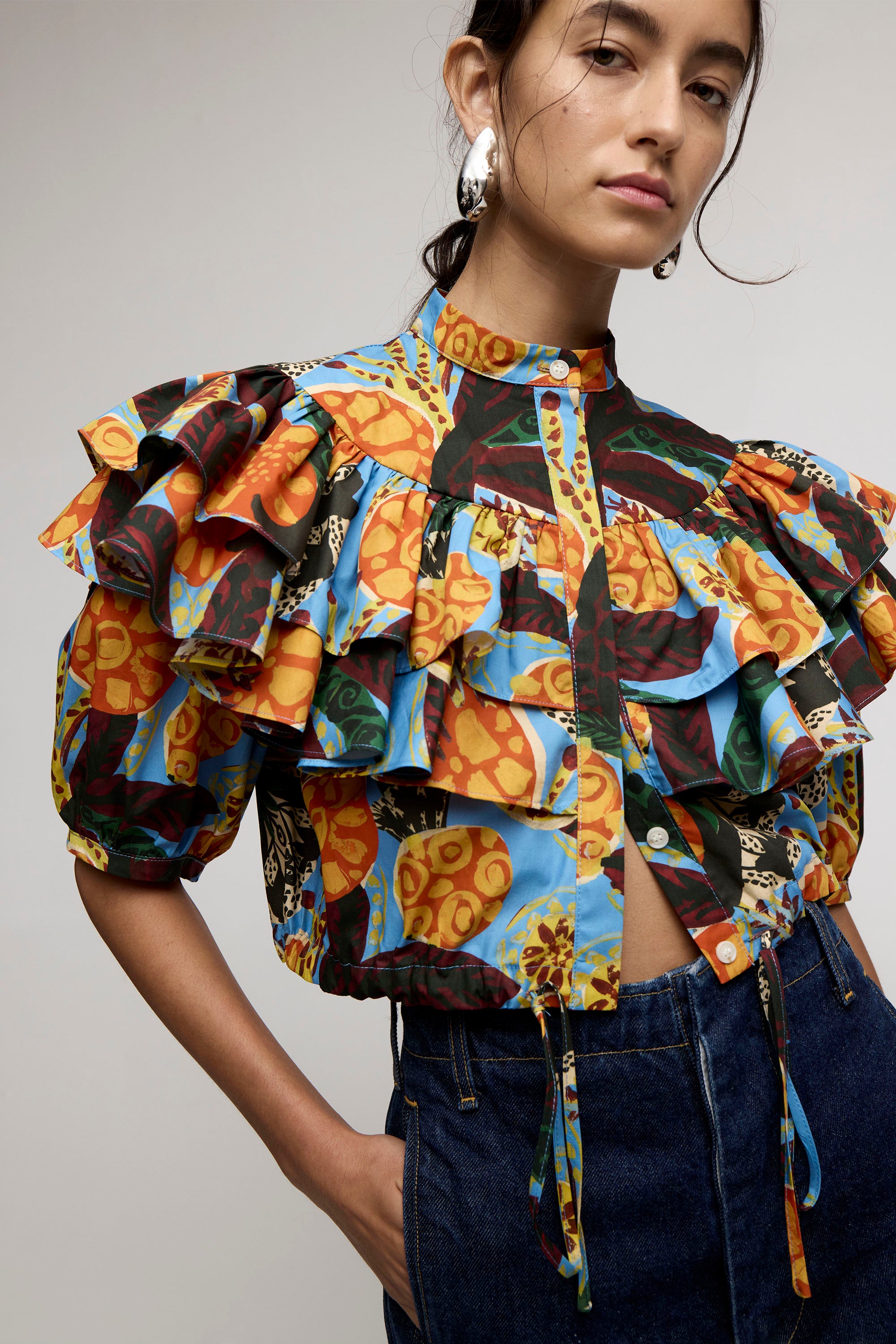 Prudence Ruffle Top in Sicilian Fruit