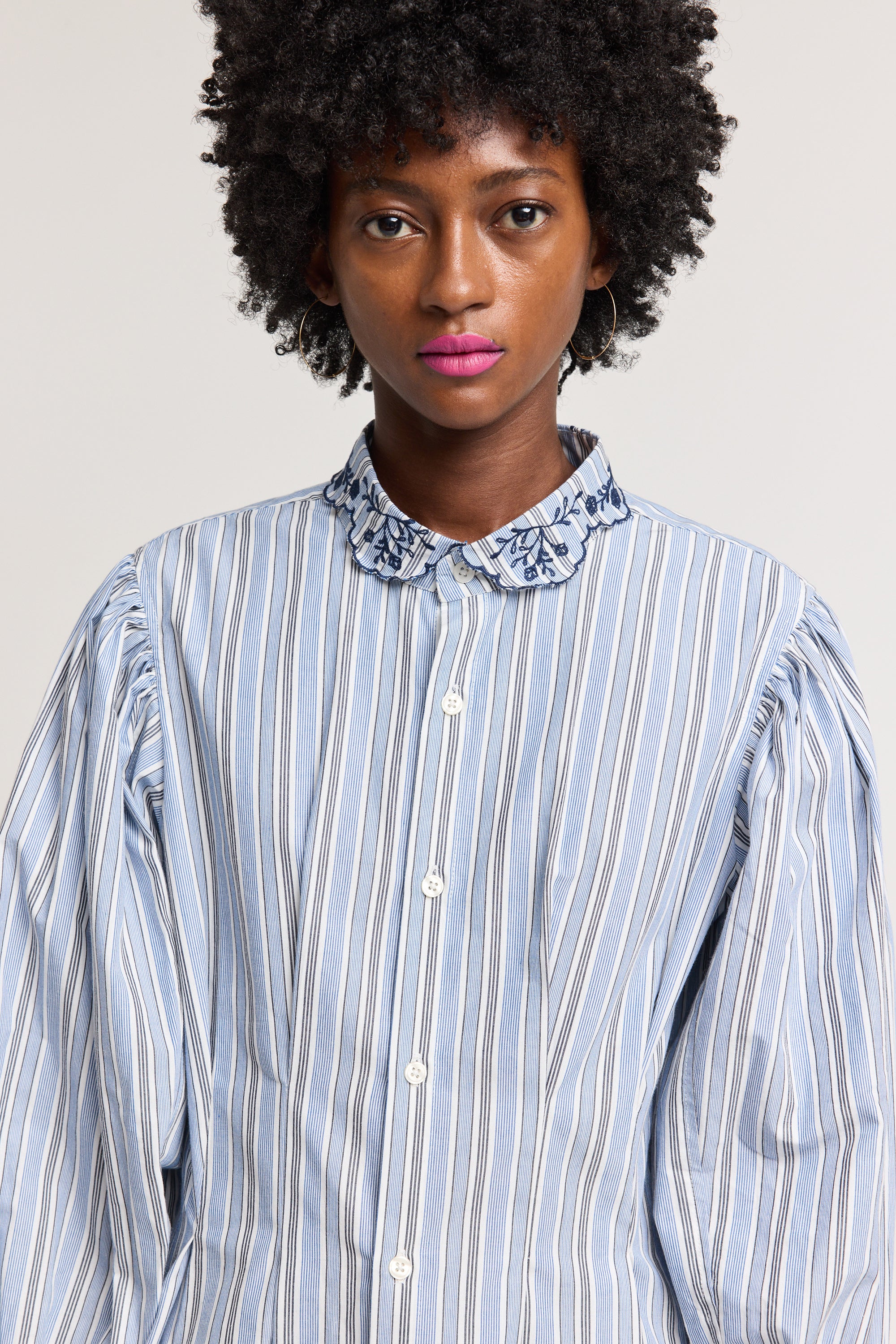 Embroidered Anomie Blouse in Stripe