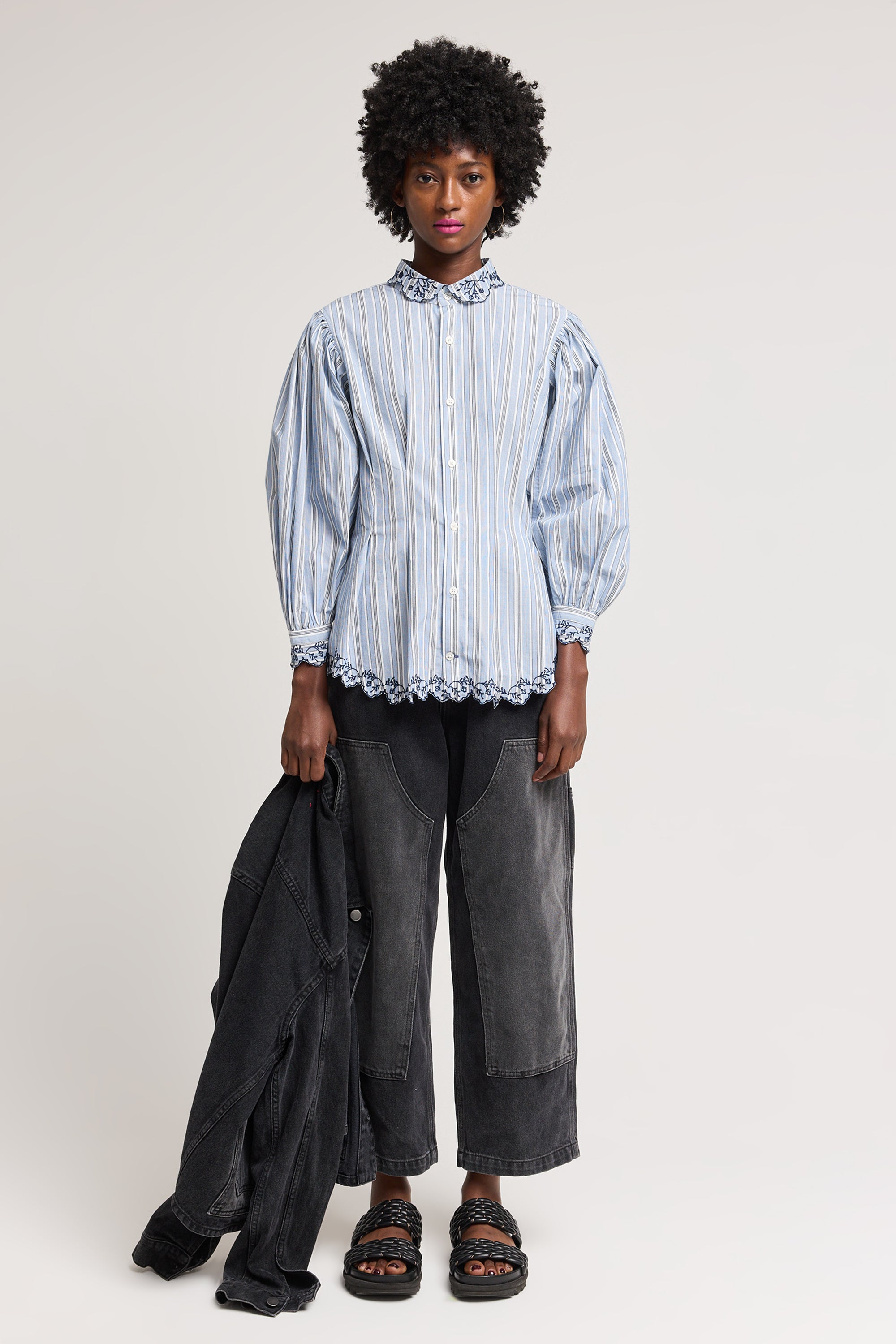 Embroidered Anomie Blouse in Stripe – Rentrayage Embroidered Anomie Blouse in Stripe – Rentrayage
