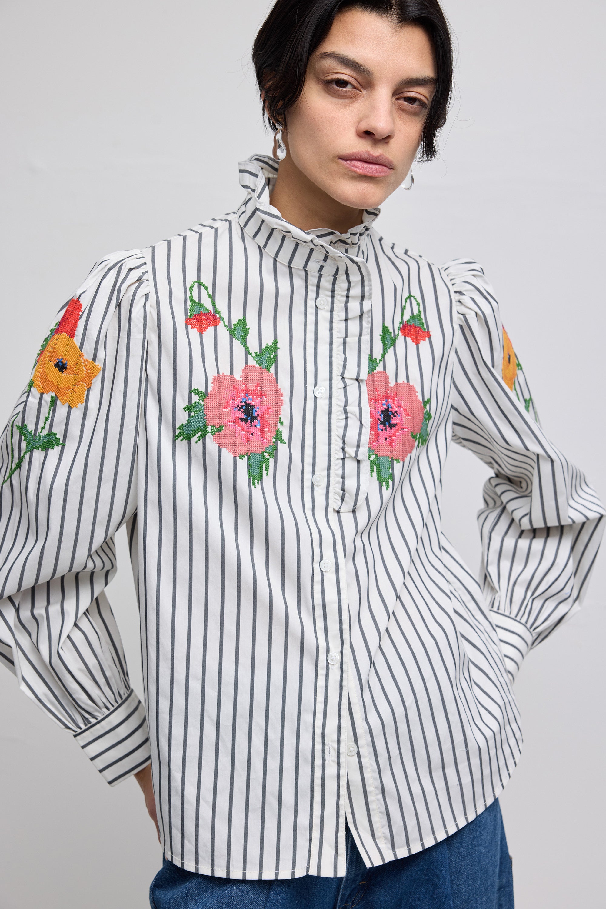 Mai Leaf Ruffled Blouse