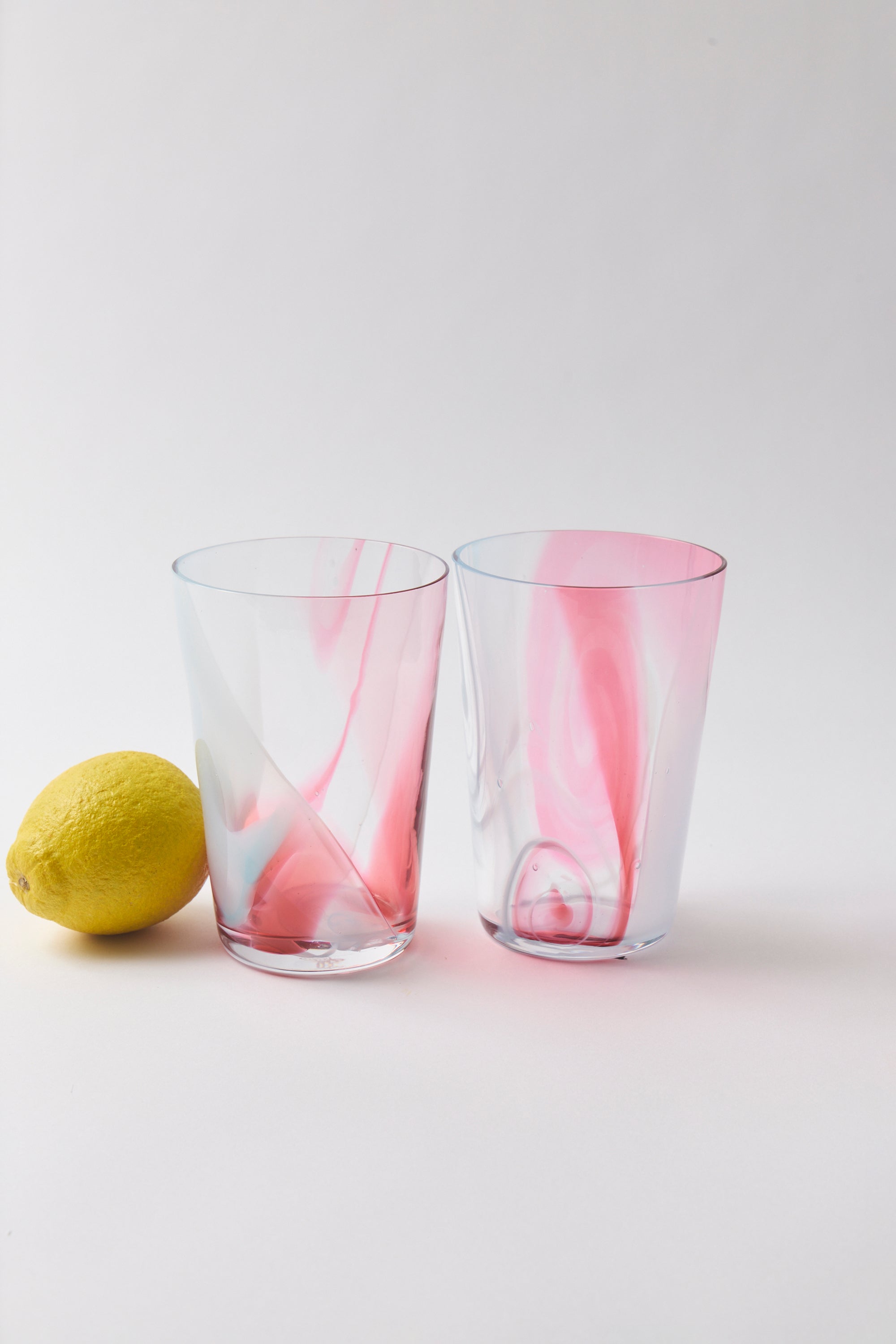 Spanish Hand-blown Crystal Glasses set of 2 in Rose
