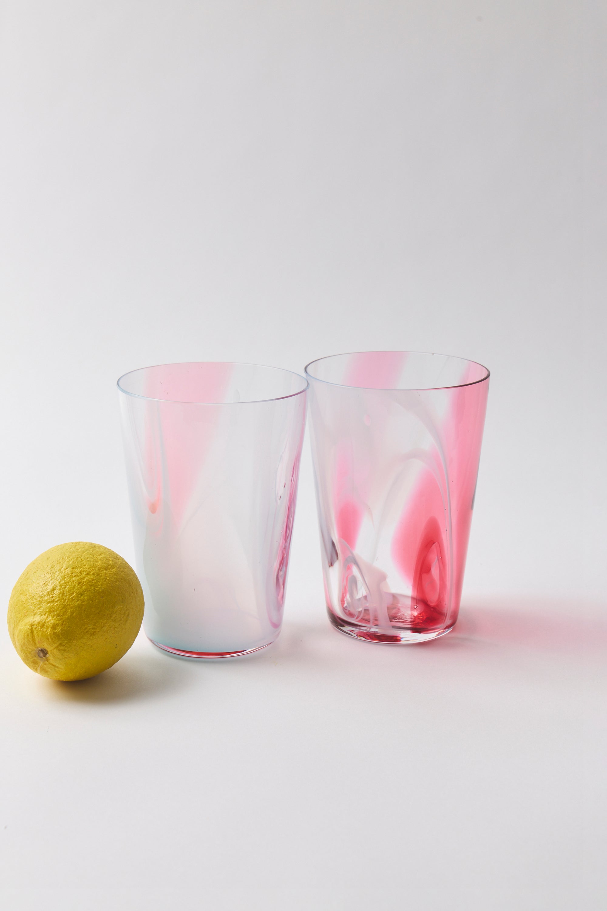 Spanish Hand-blown Crystal Glasses set of 2 in Rose