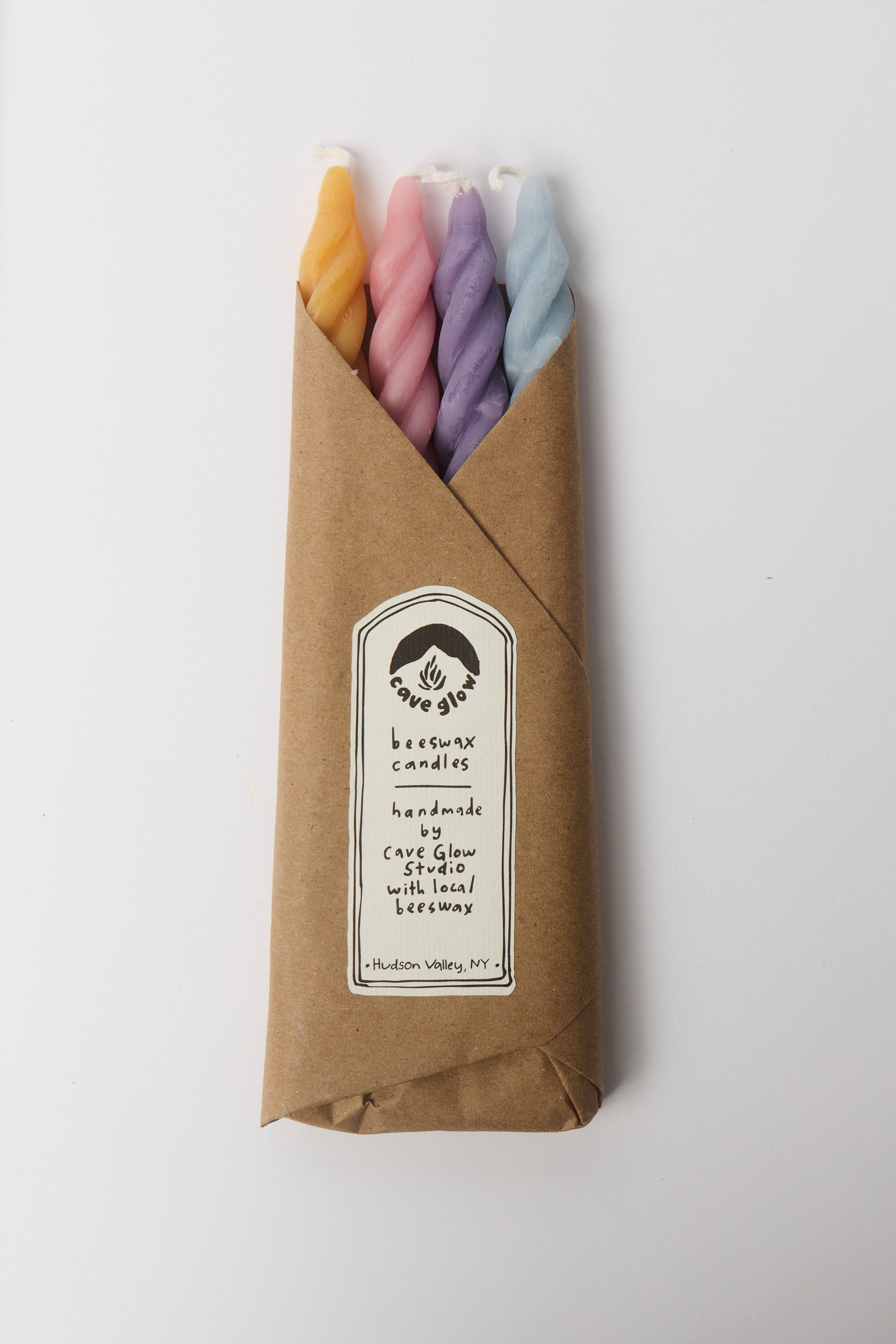 Cave Glow Beeswax Spiral Tapers set of 4 in Magic Hour