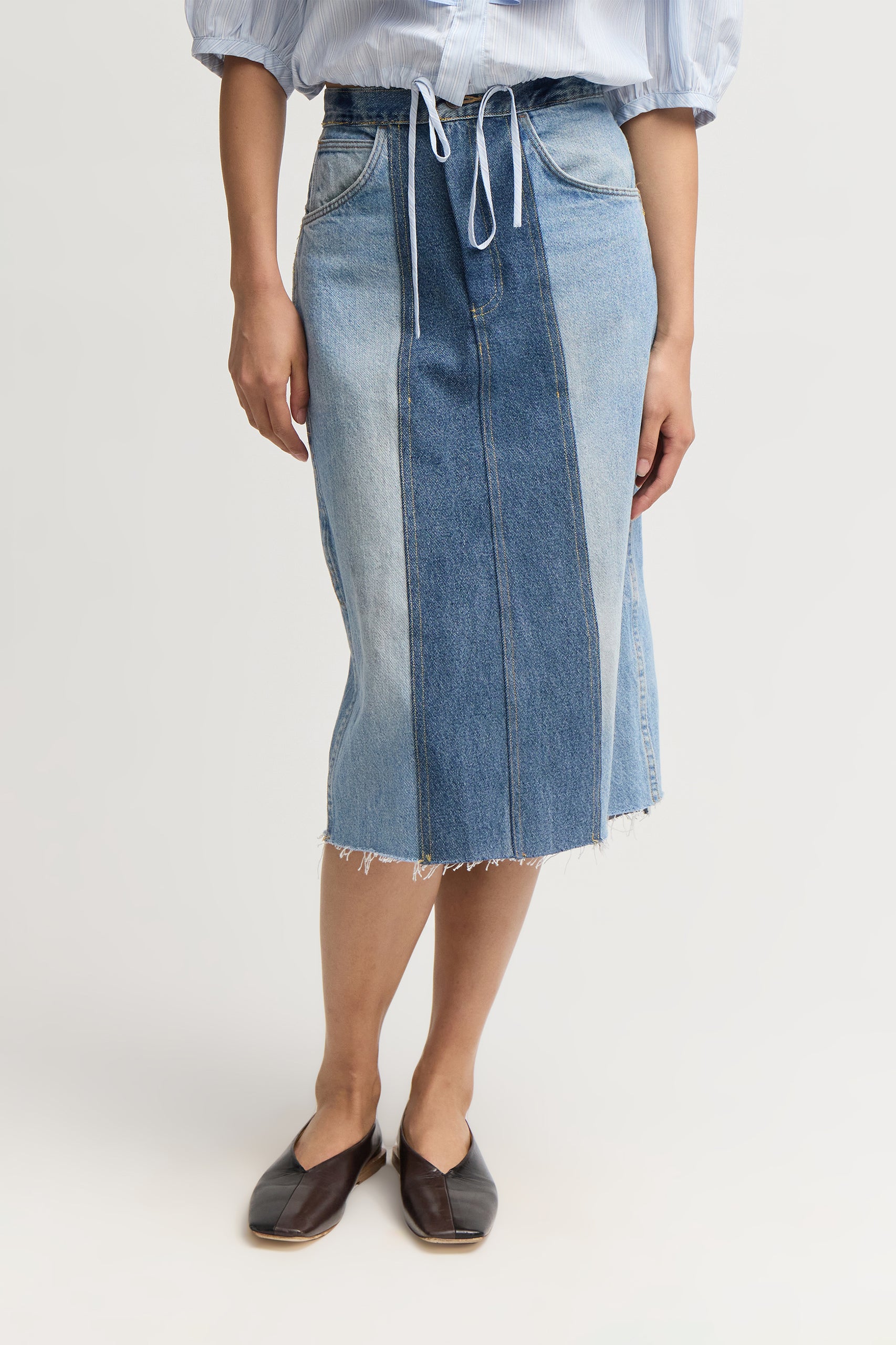 Retro Denim Jacket / Denim Wide Pants / Tiered Skirt ELS0006