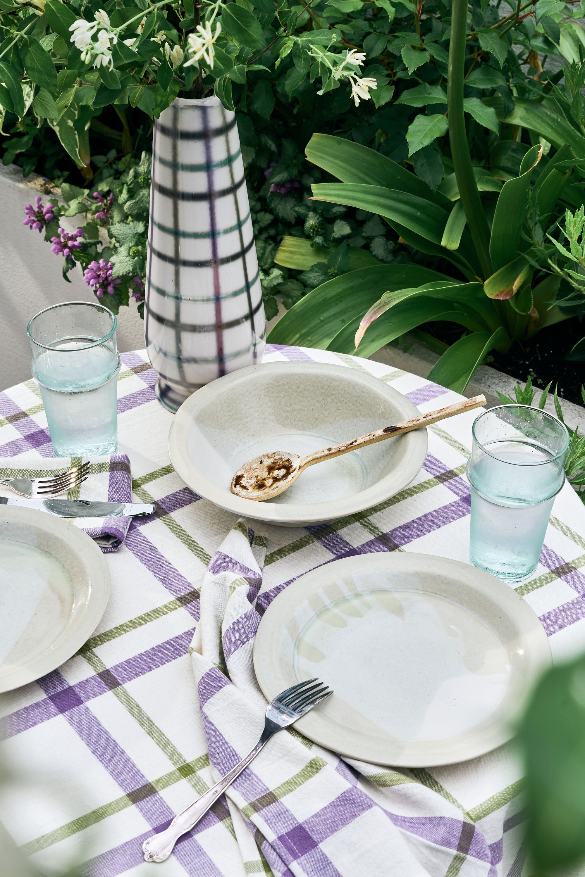 Maison Dinette Violet Plaid Tablecloth