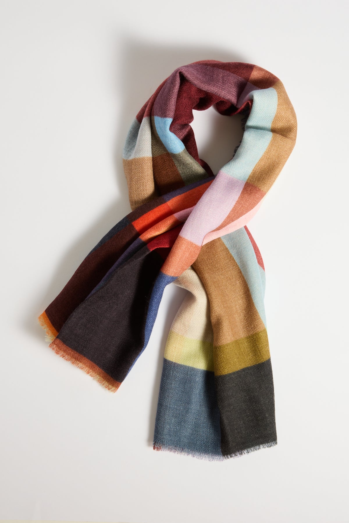 Épice Multicolor Check Scarf in Camel
