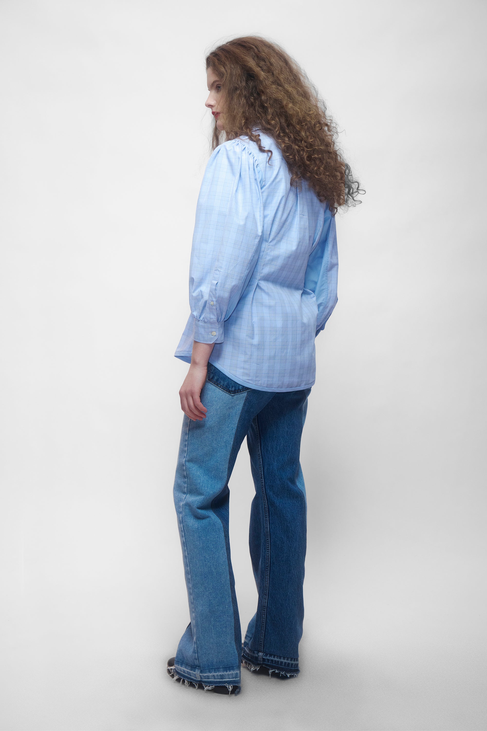 ANOMIE BLOUSE IN BLUE CHECK