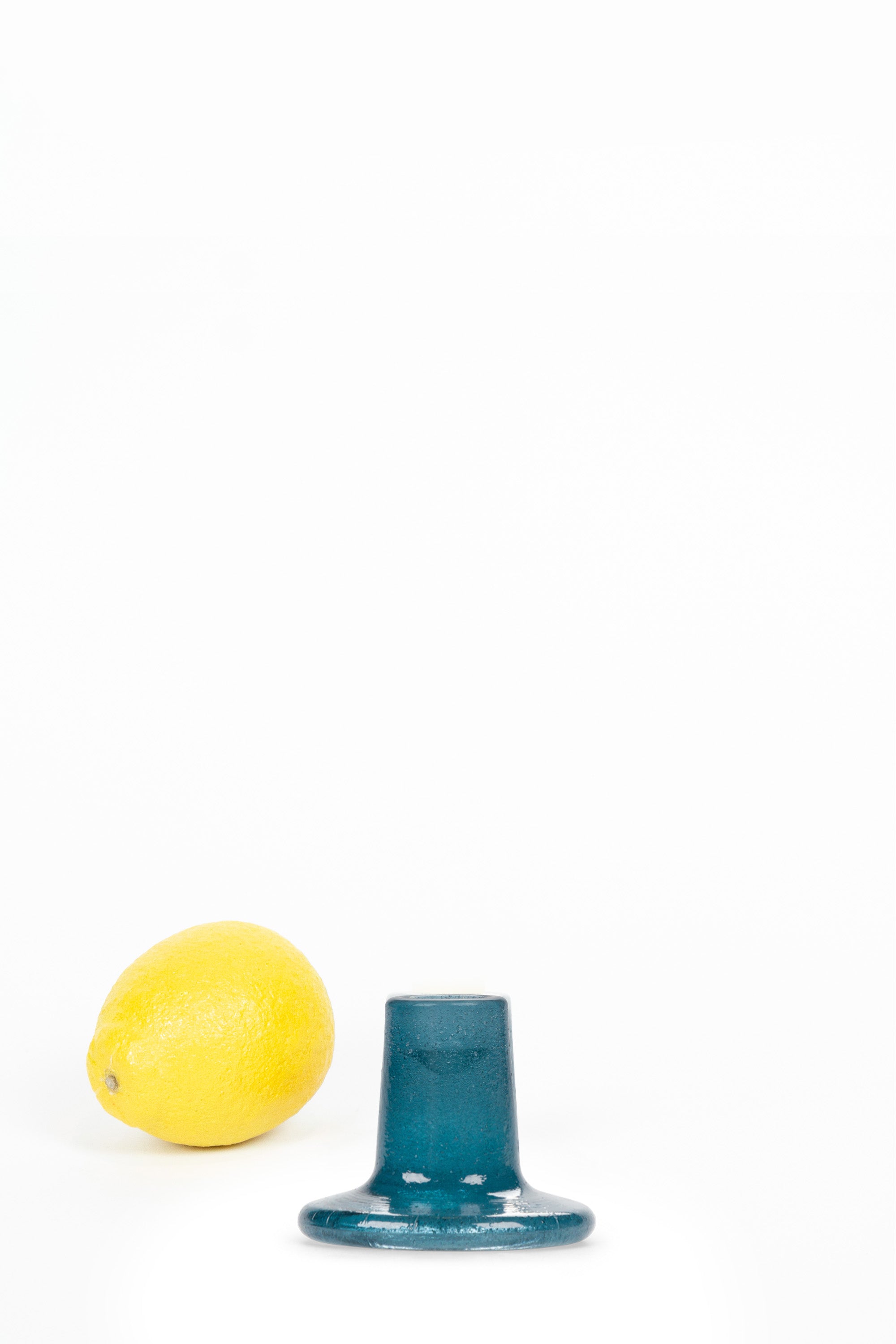 Recycled Glass Candleholder in Mineral Blue