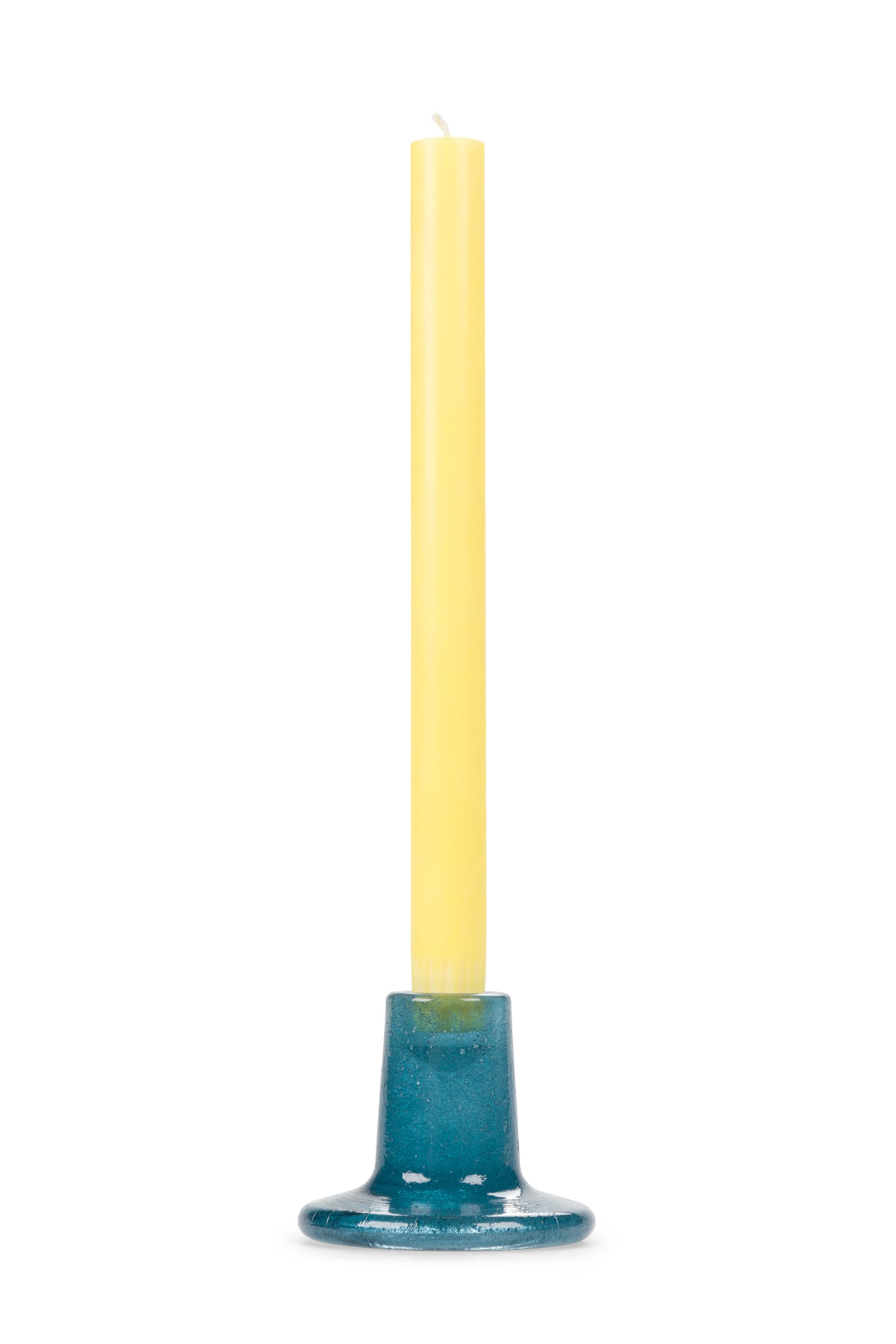 Recycled Glass Candleholder in Mineral Blue