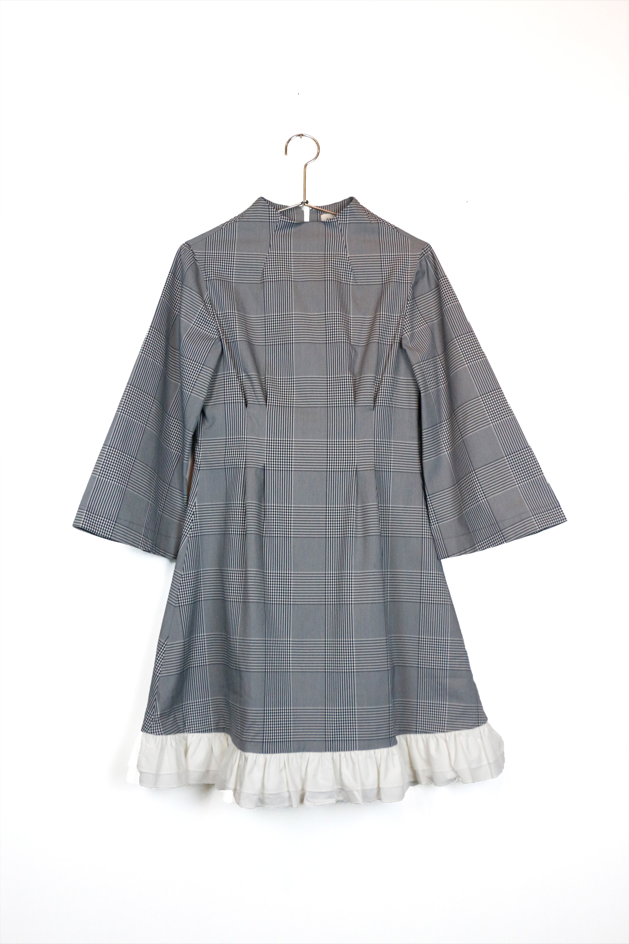 CARNABY DRESS IN B&W PLAID W/ RUFFLE PETTICOAT