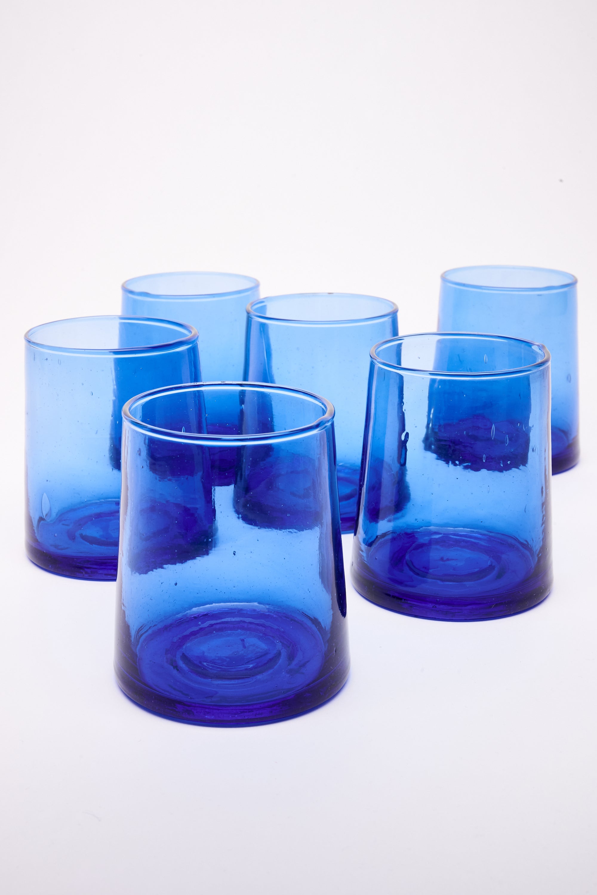 Short Cone Moroccan Drinking Glasses in Cobalt, SET OF 6
