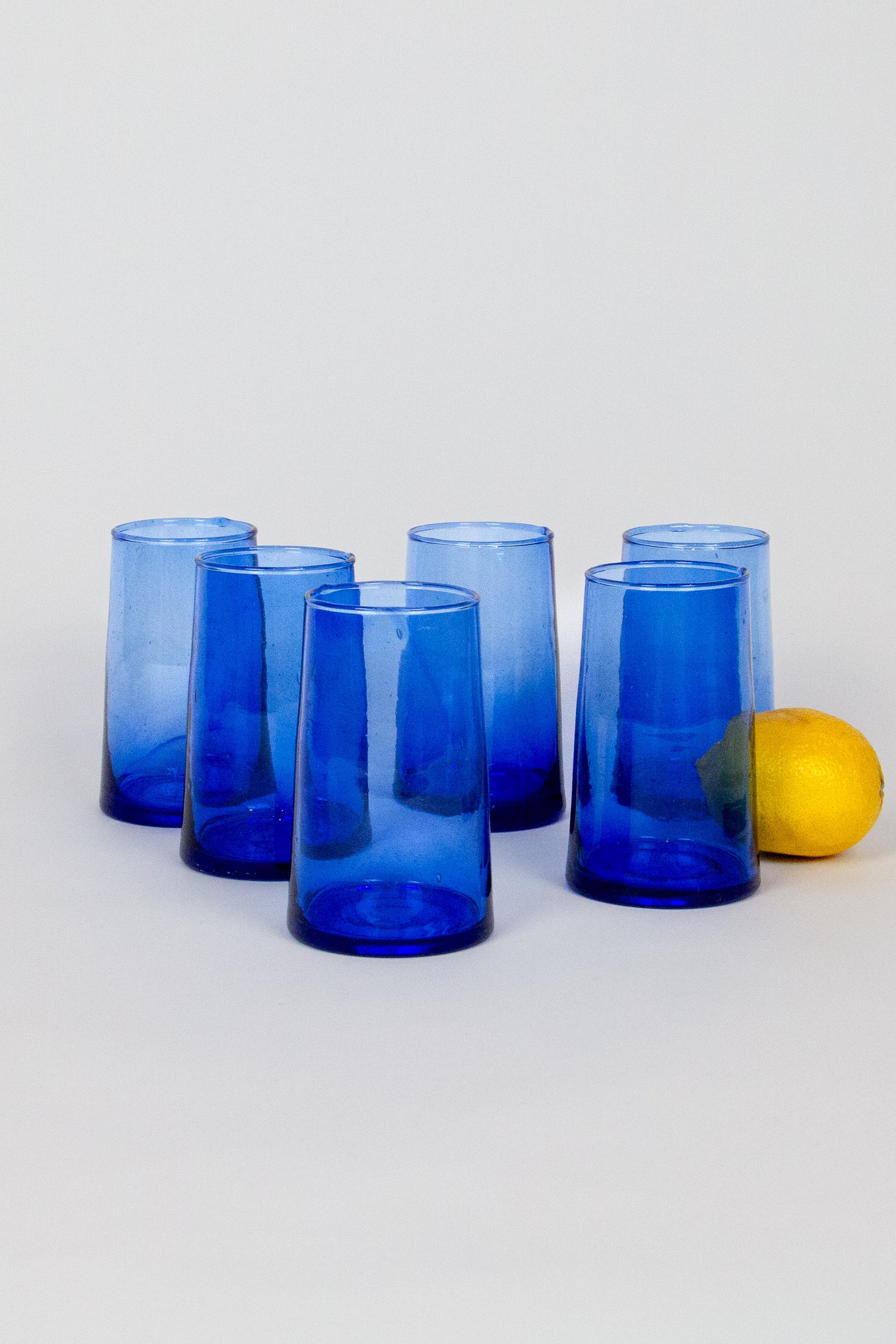 Tall Cone Moroccan Drinking Glasses in Cobalt, SET OF 6