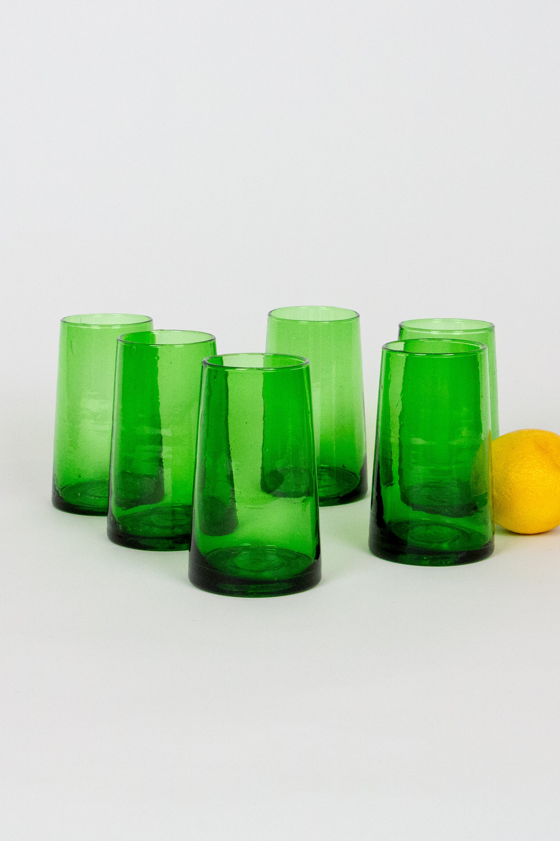 Tall Cone Moroccan Drinking Glasses in Green, SET OF 6