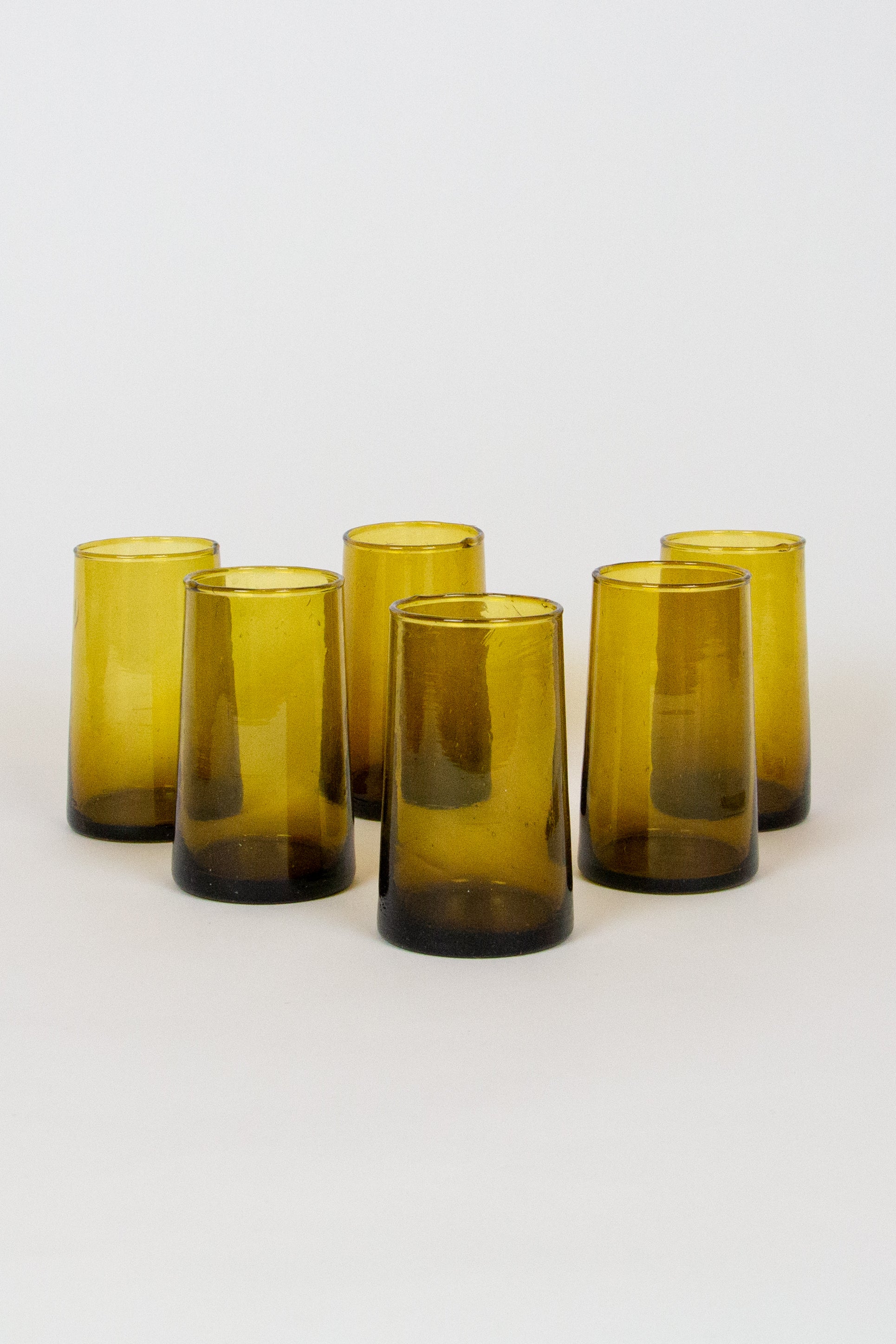 Tall Cone Moroccan Drinking Glasses in Amber, SET OF 6