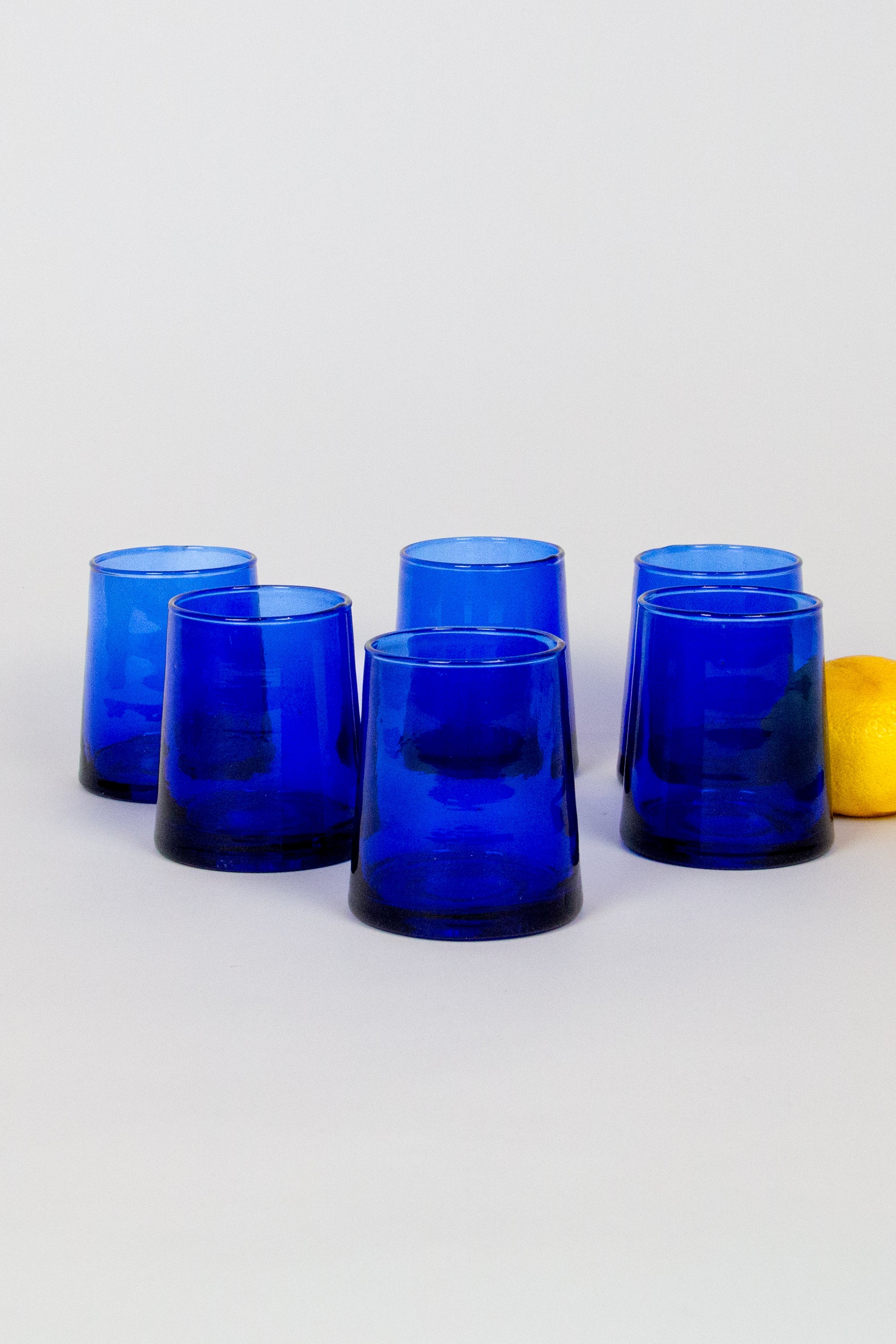 Short Cone Moroccan Drinking Glasses in Cobalt, SET OF 6