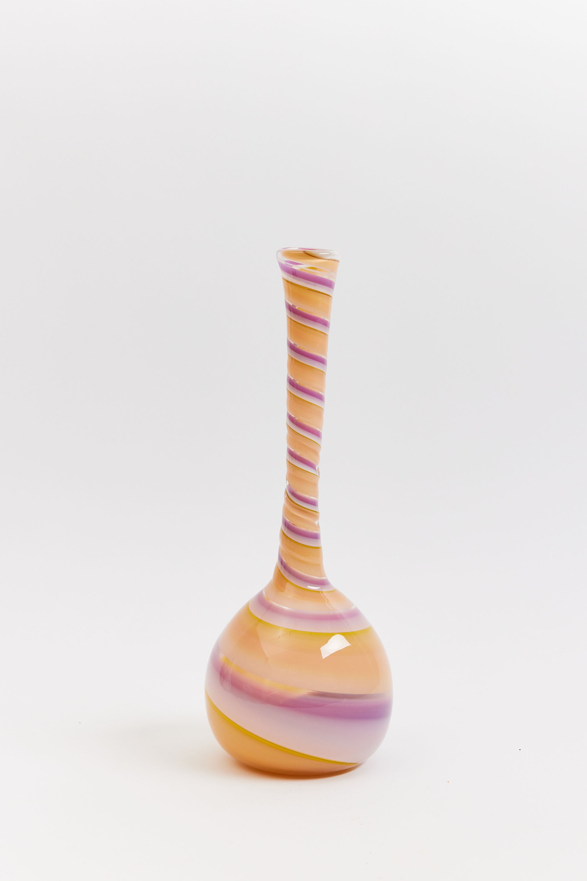 Michael Anchin Narrow Long-Neck, Cream/Purple Marble Vase